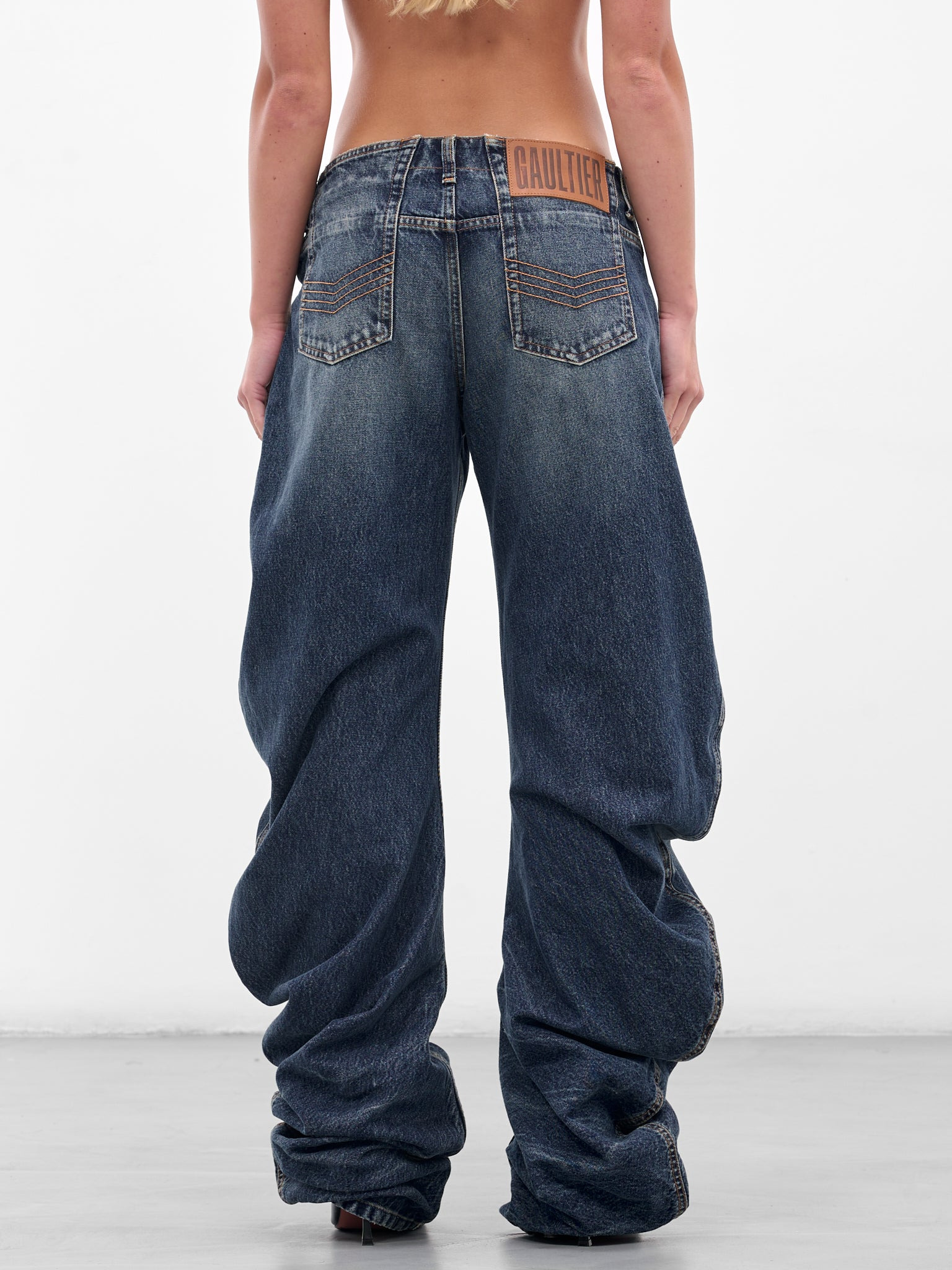 Blue Oversized Stacking Denim Jeans - 3