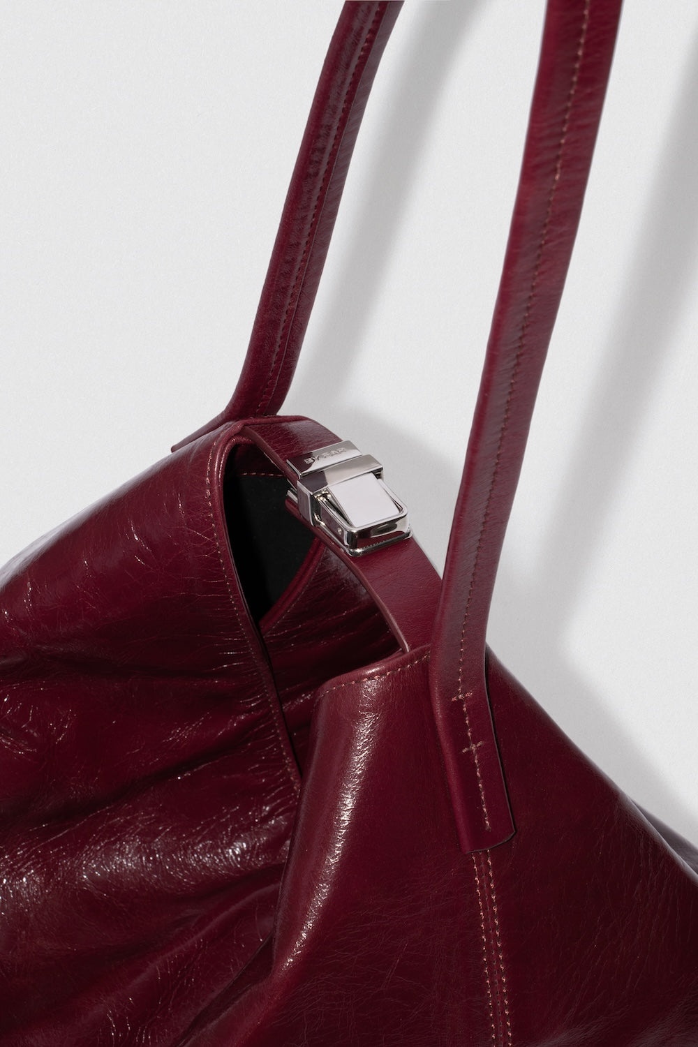Maxi Bea Sour Cherry Creased Calf Leather Hobo Bag - 3
