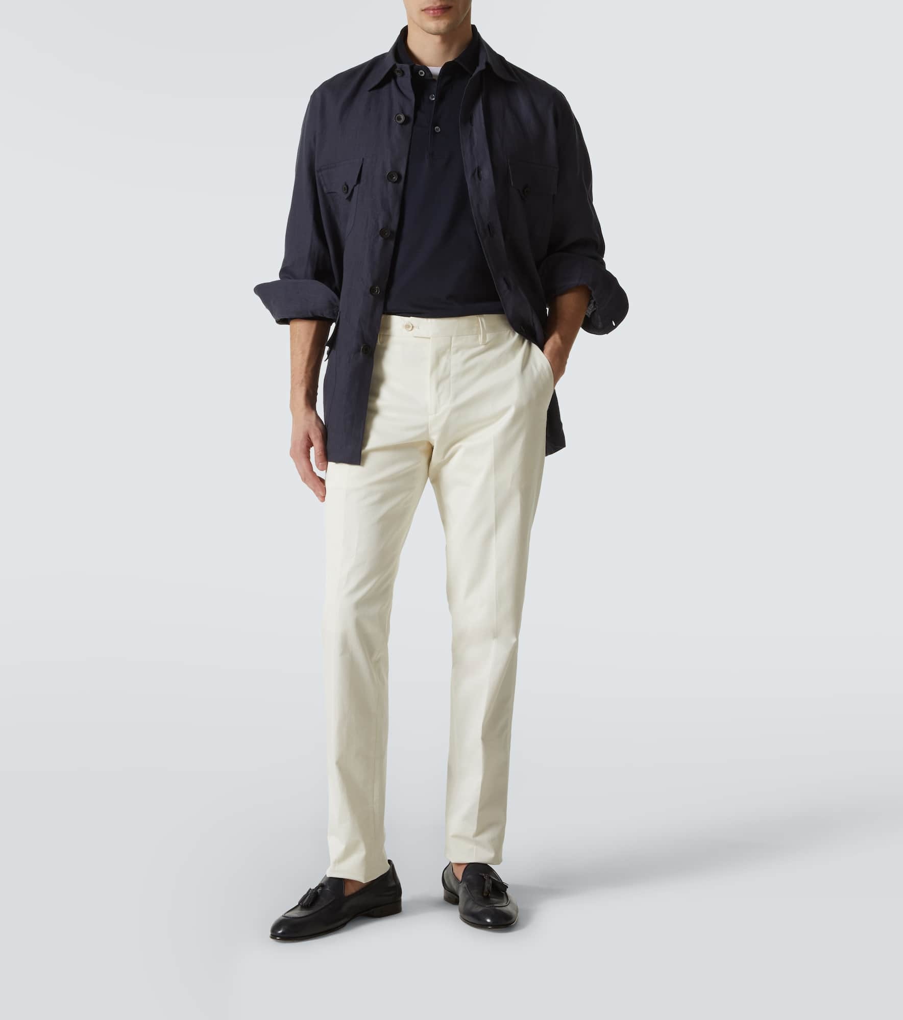 Cotton and silk polo sweater - 2