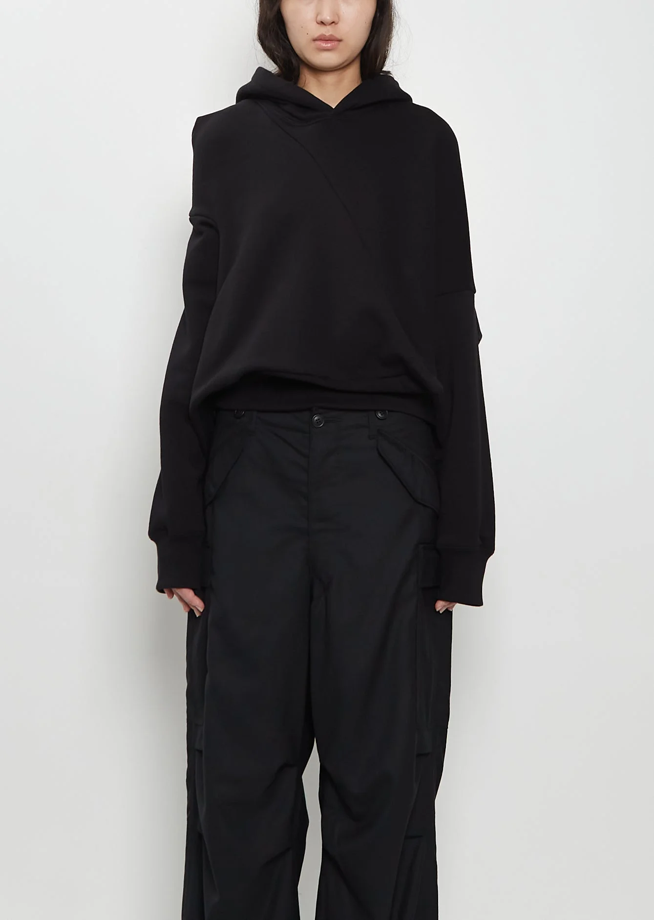 Cotton French Terry Asymmetrical Hoodie - 1