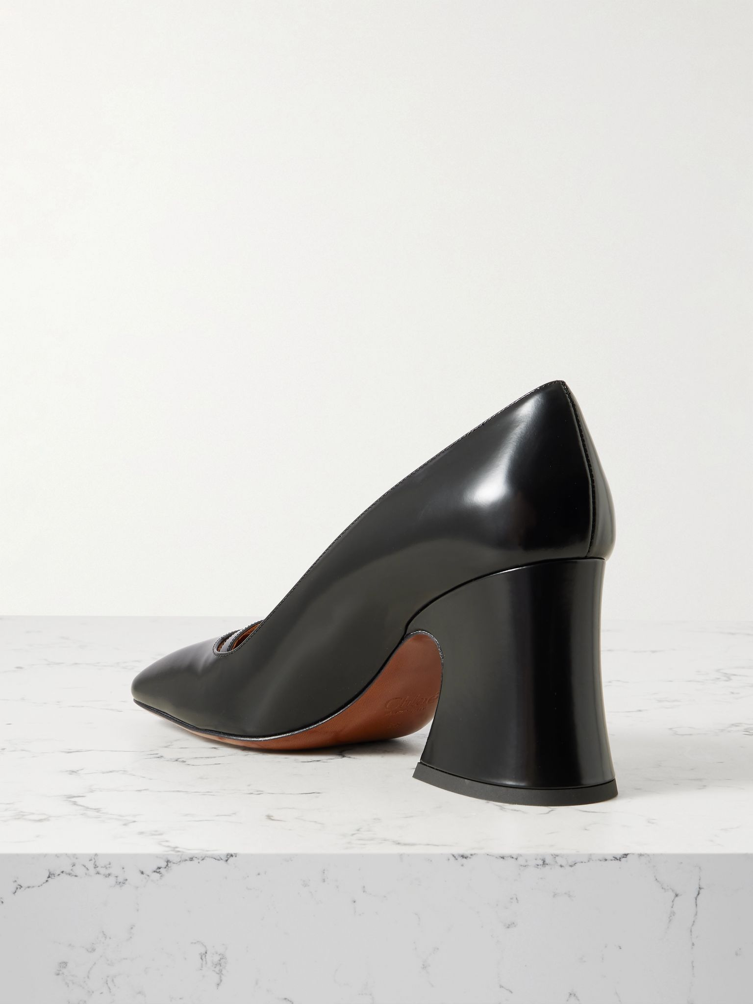 Janis buckled glossed-leather pumps Black - 3
