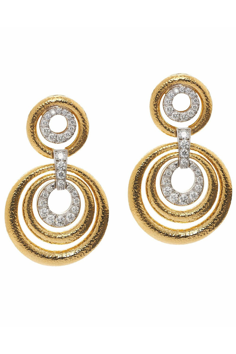 Diamond Triple Circle Drop Earrings 1