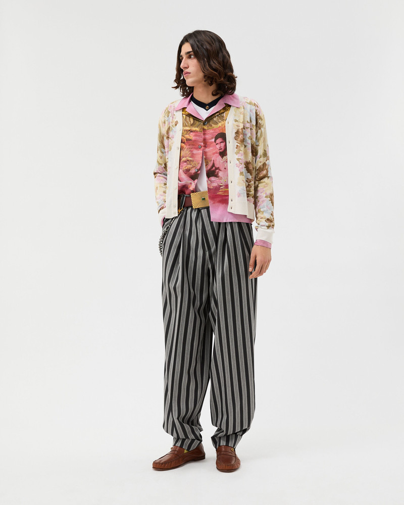 VERSACE Pinstripe Wool Oversized Pants outlook