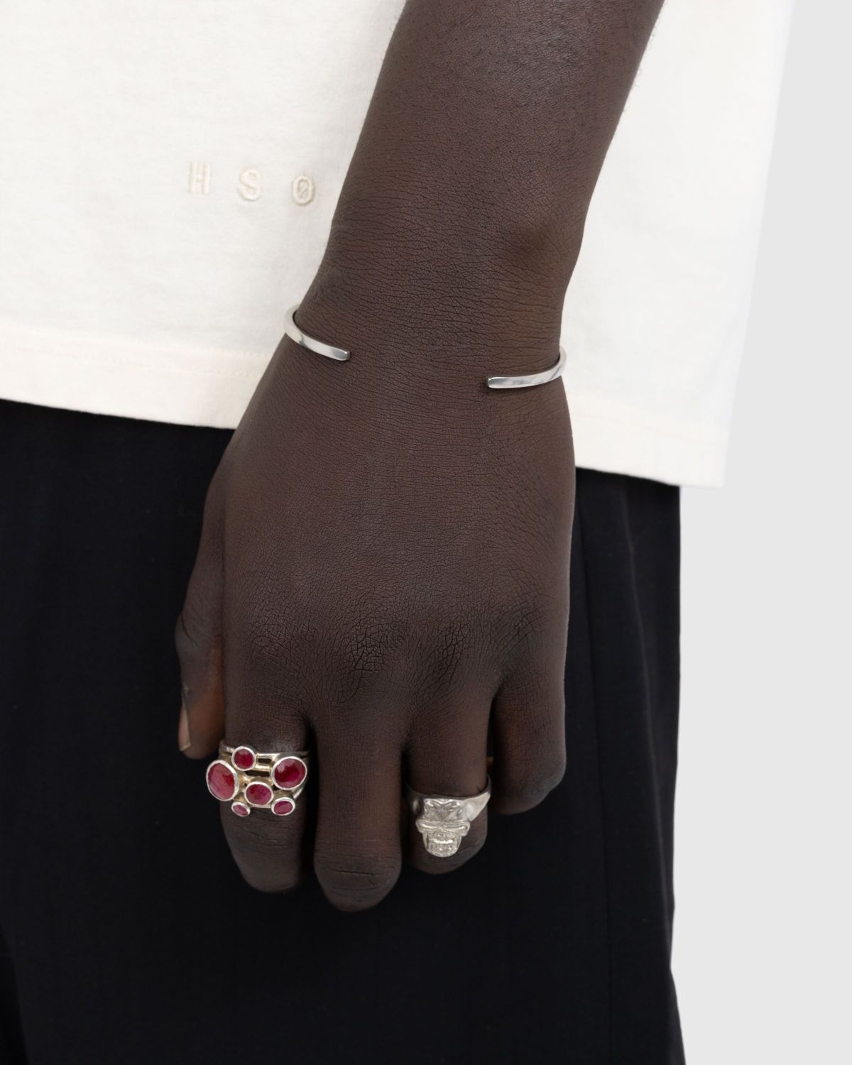 【Maison Margiela】Logo Bracelet - Palladio Burrattato Maison Margiela – Logo Bangle Bracelet Palladio Burattato