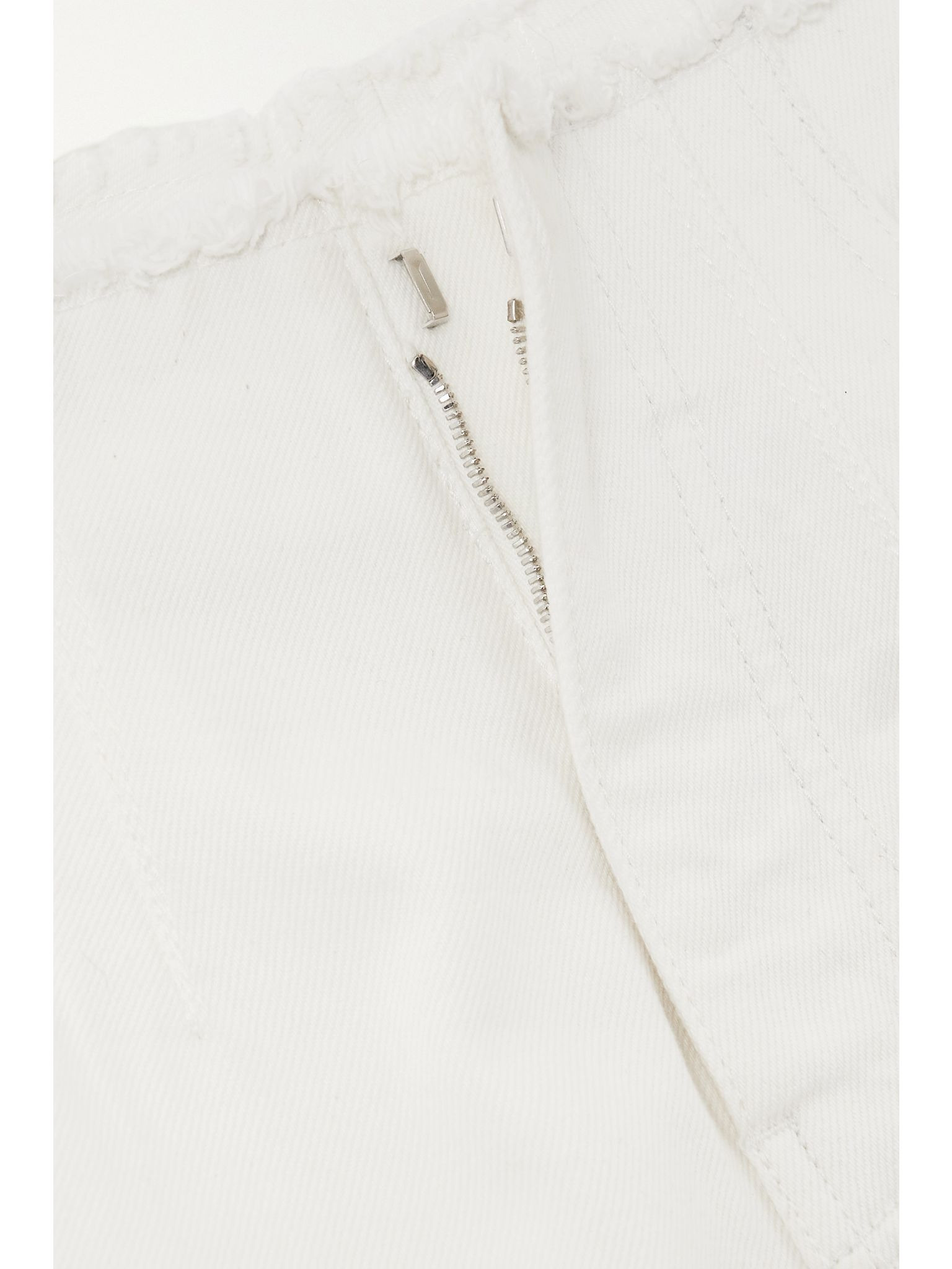 Embroidered laser-cut frayed low-rise jeans White - 4