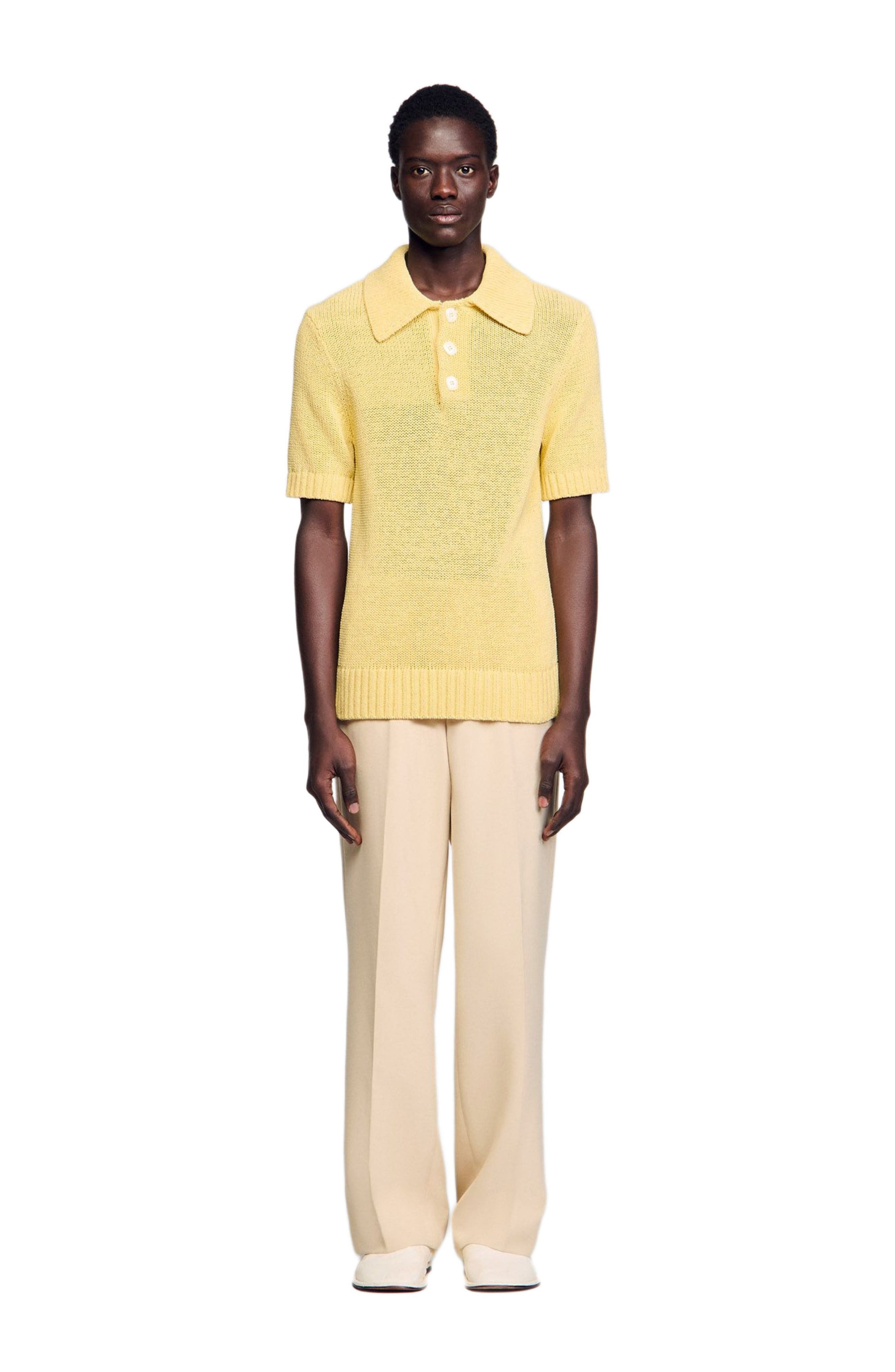 SANDRO Knit polo shirt in Yellow at Nordstrom - 1