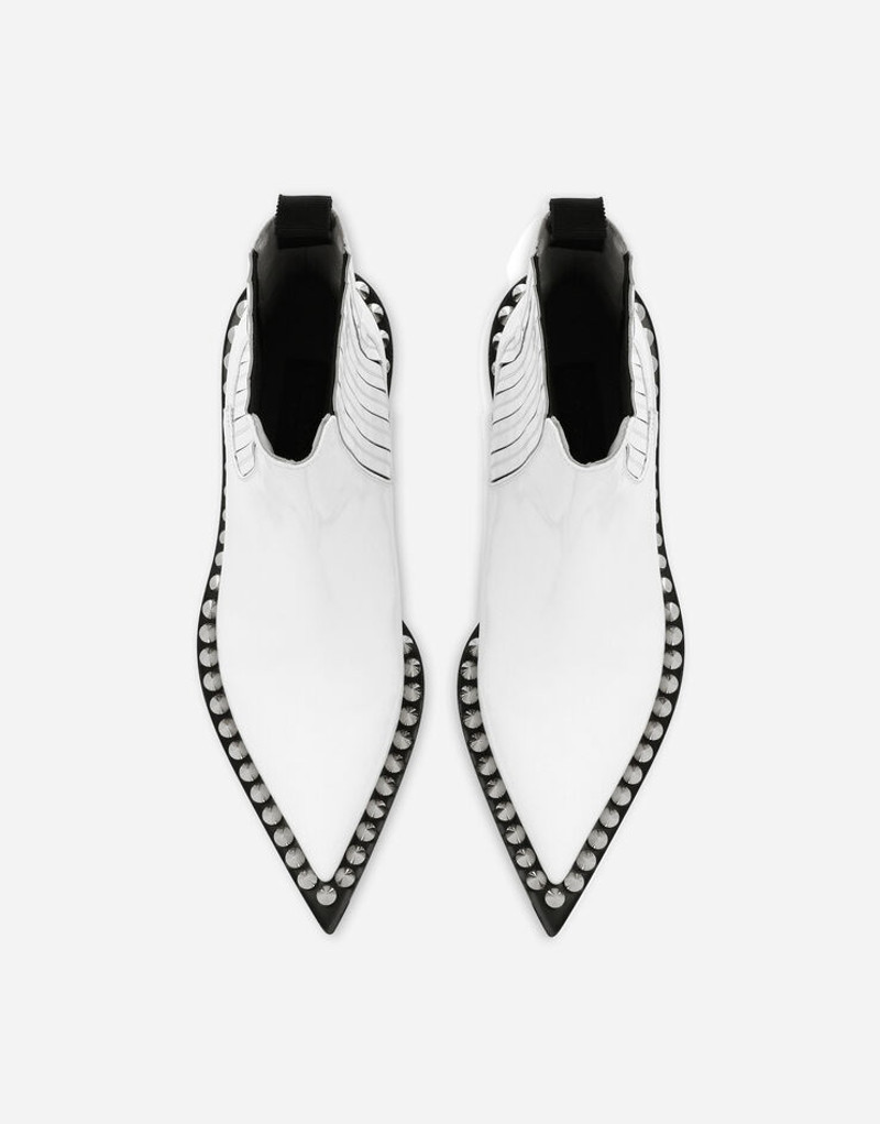 광택 calfskin ankle 부츠 와 studs 4