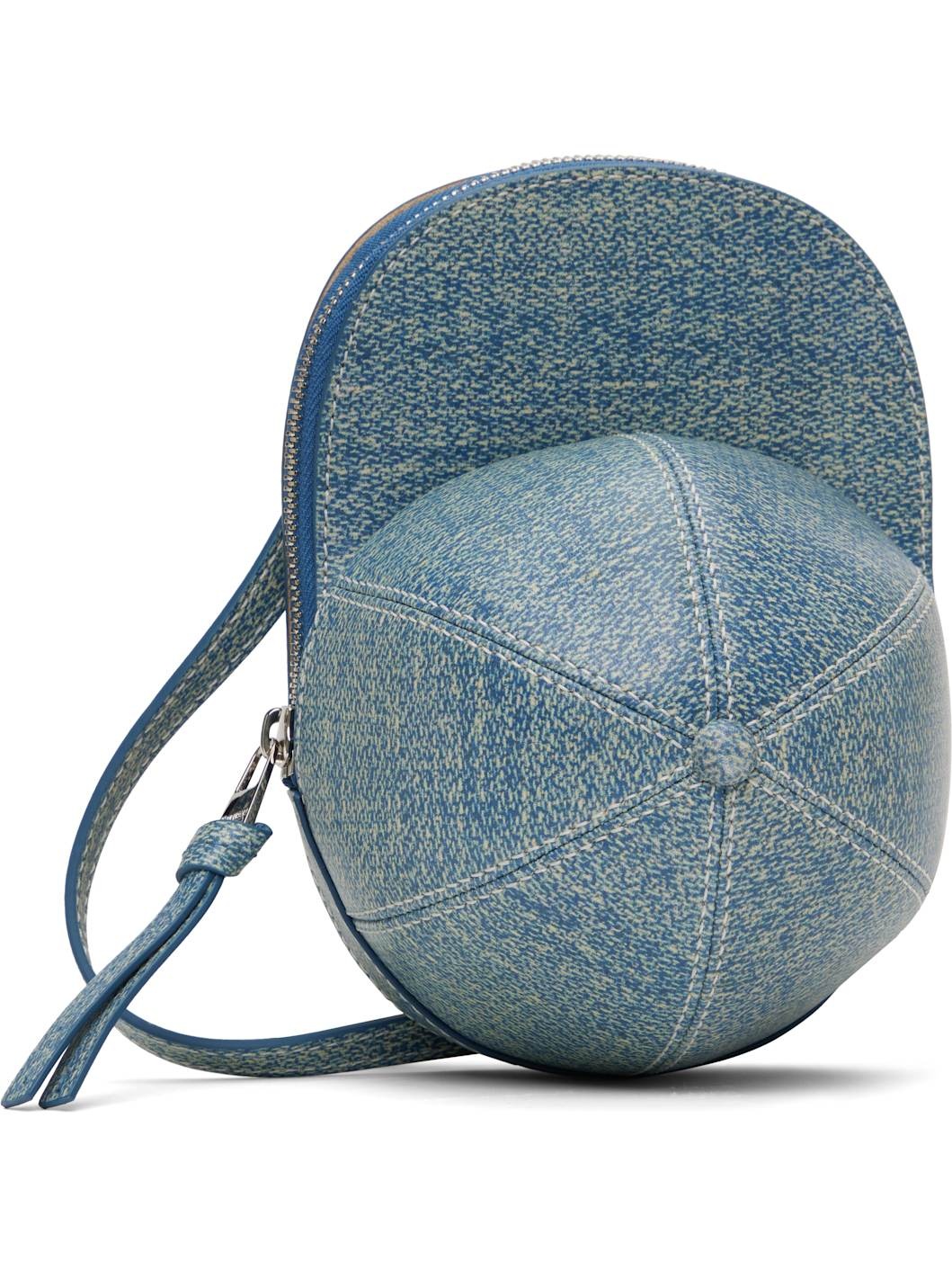 Blue Medium Cap Leather Crossbody Bag - 2