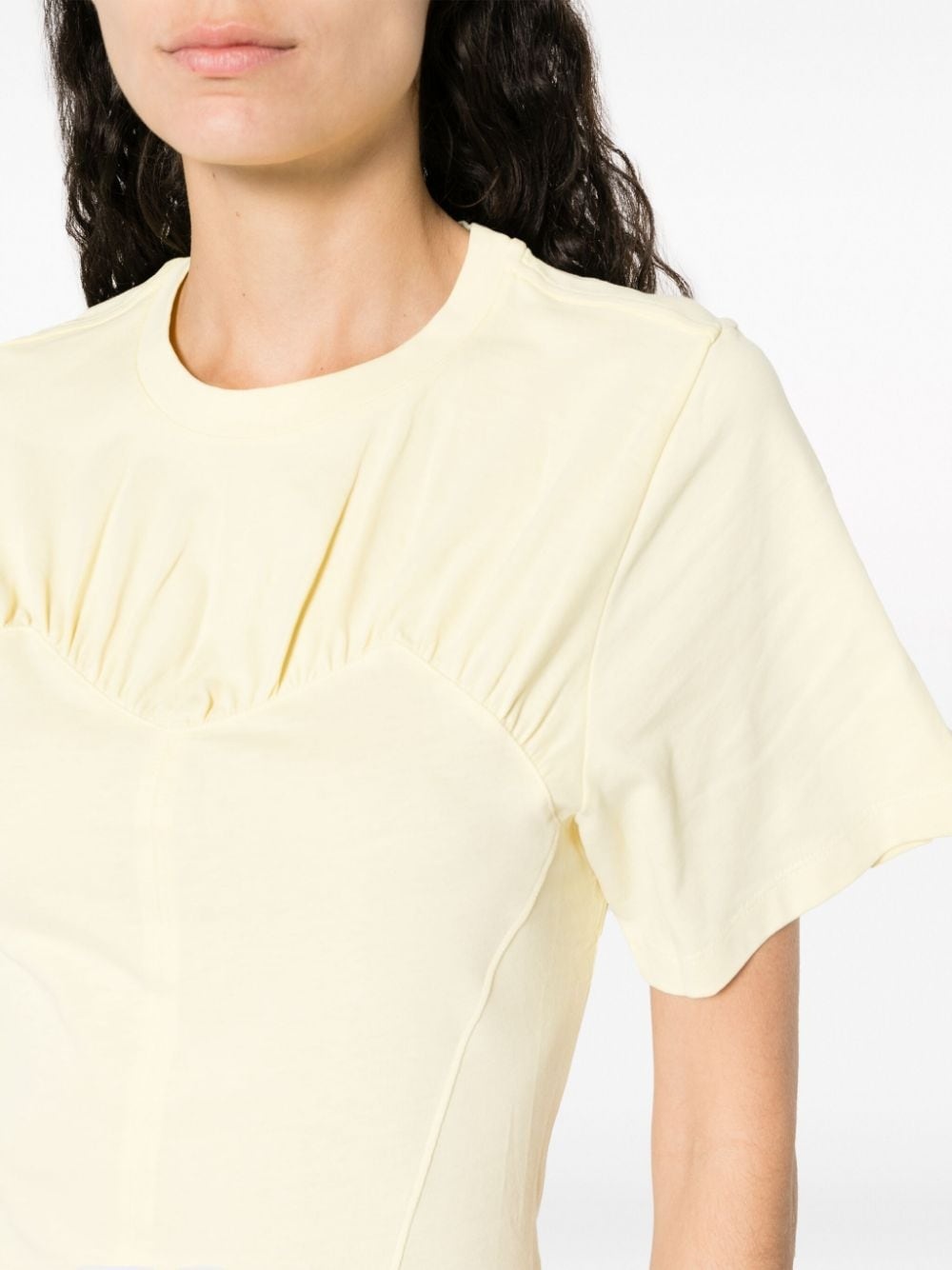 gathered-detail organic cotton T-shirt - 5