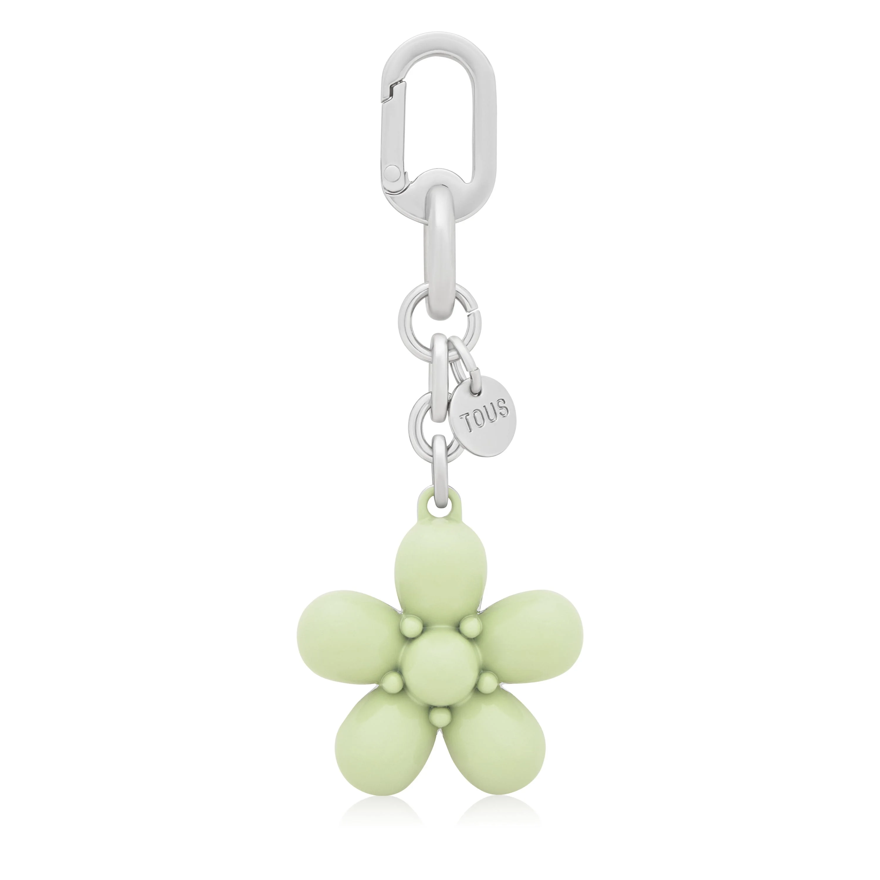 Olive green Key ring Puffed Daisy Flower - 1