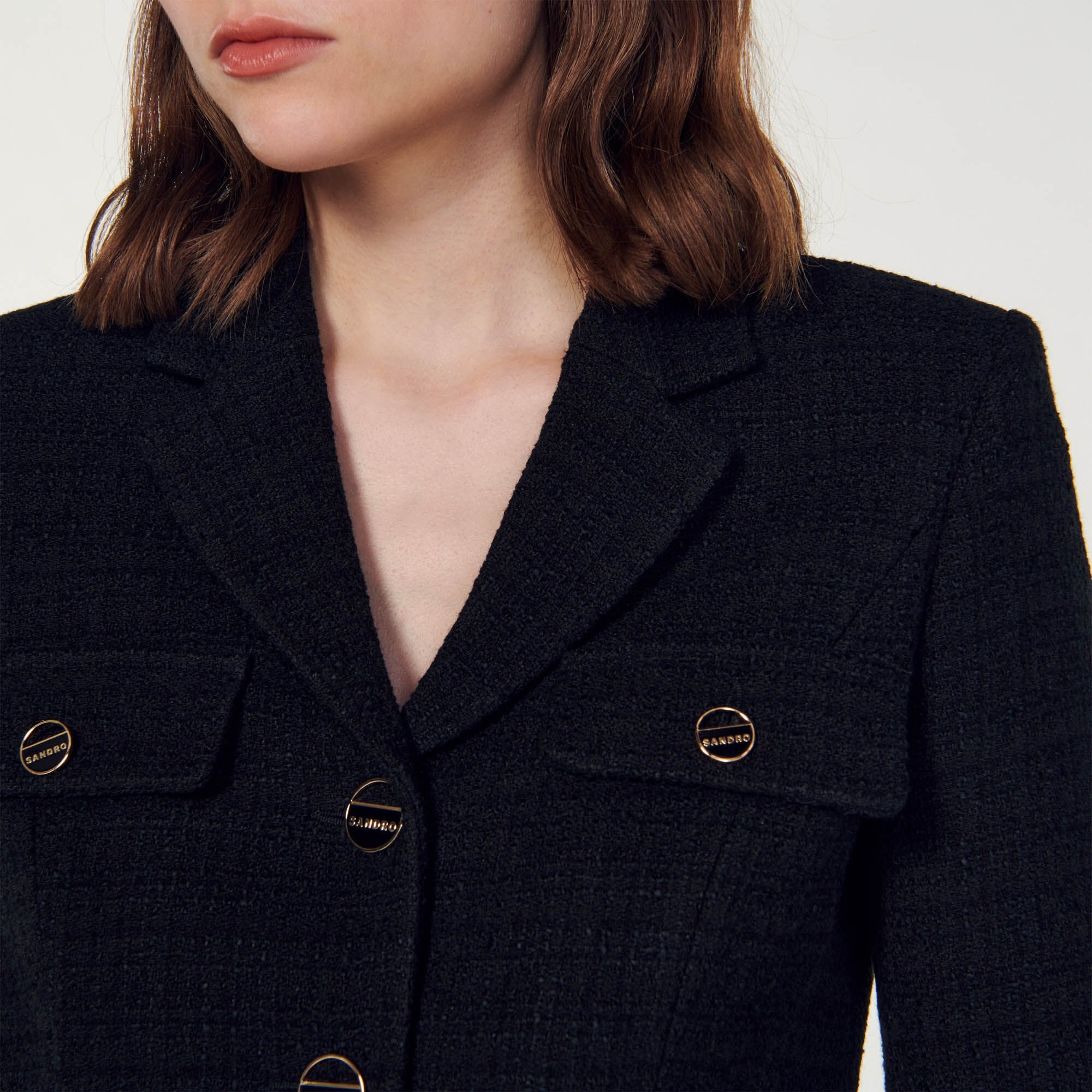 CROPPED TWEED BUTTON-UP JACKET - 4