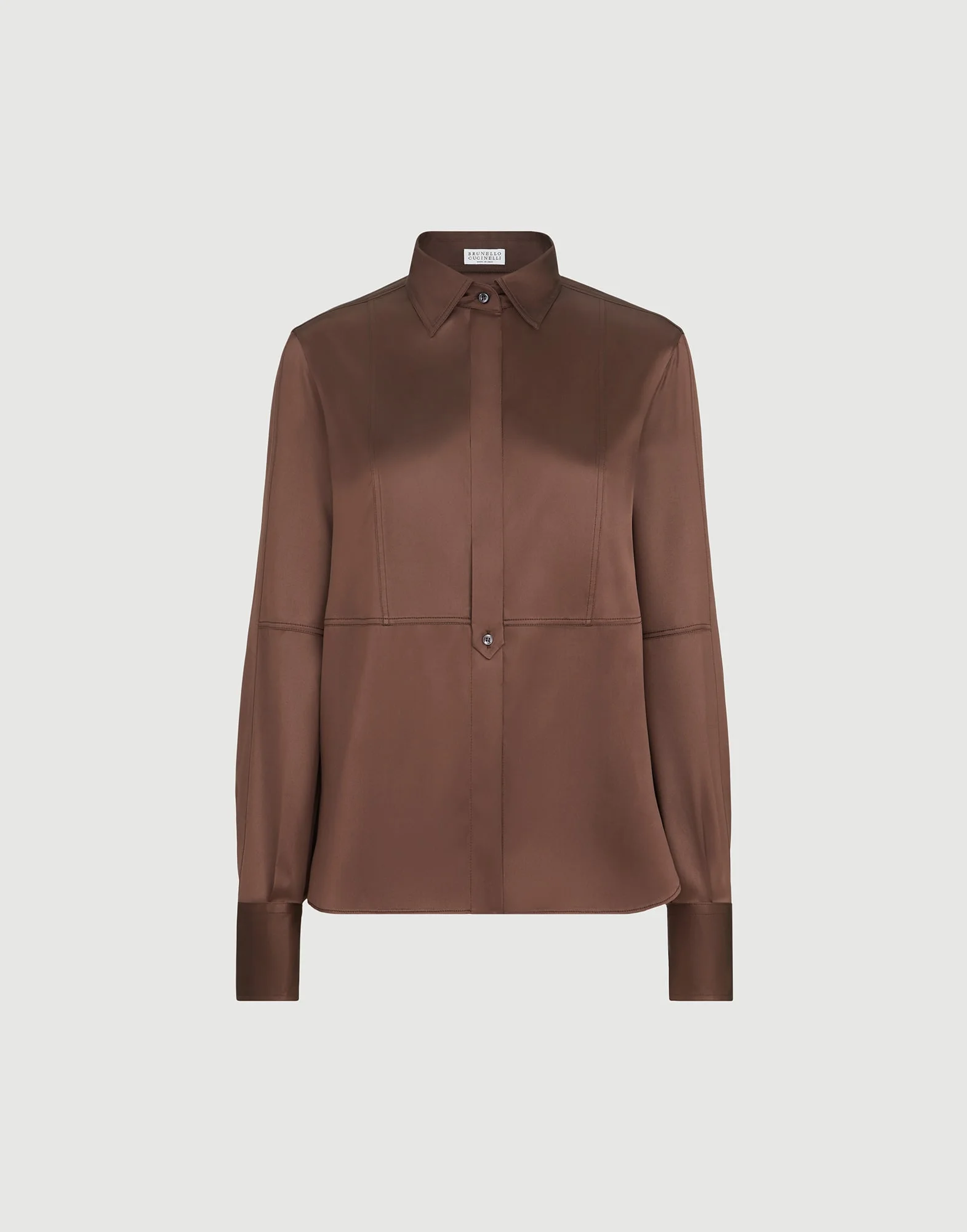Stretch silk satin shirt with monili - 1