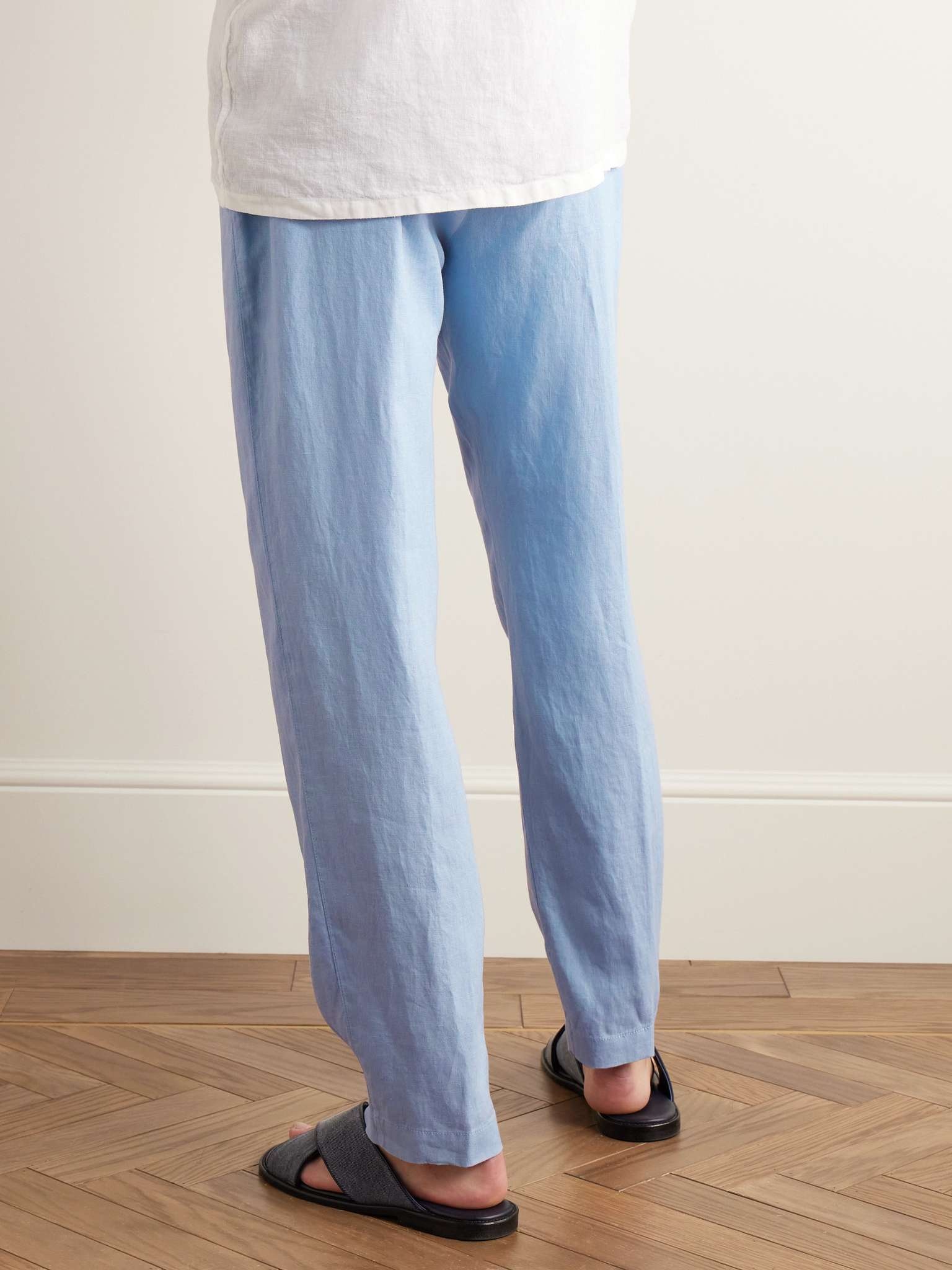 Slim-Fit Linen Drawstring Trousers - 4