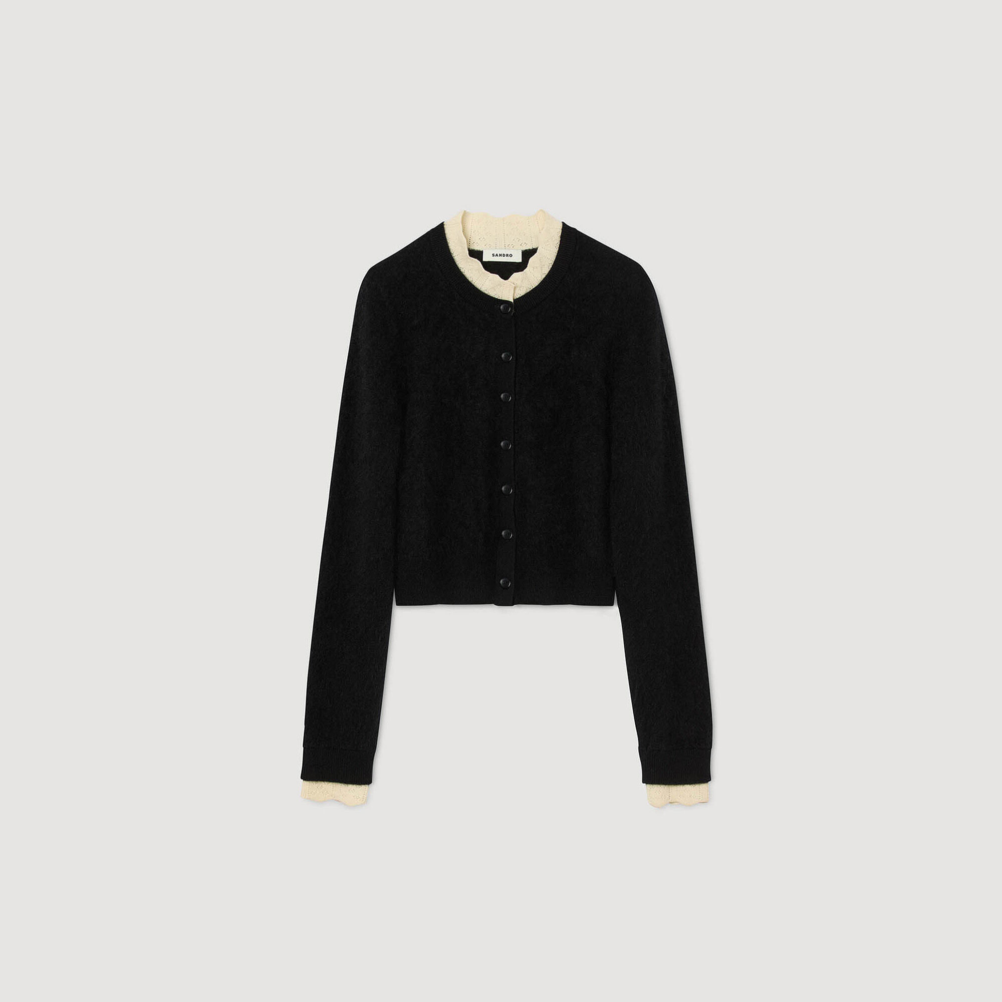 POINTELLE COLLAR CARDIGAN - 6