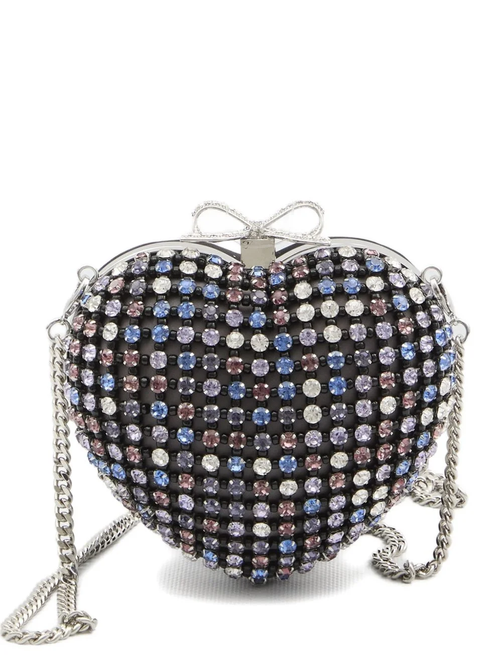 crystal-embellished heart clutch bag - 1