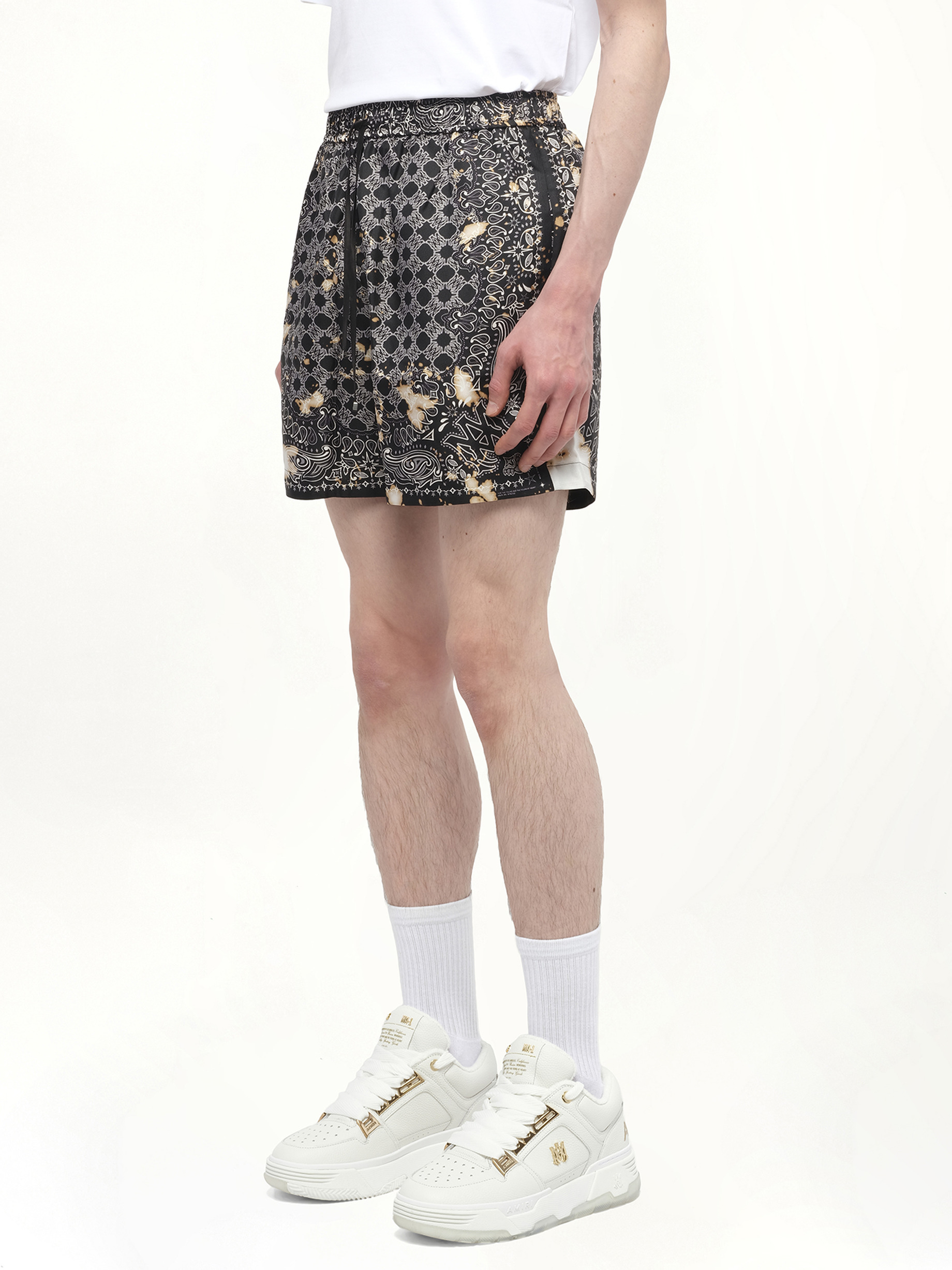 Bleach Bandana Silk Shorts in Black - 5