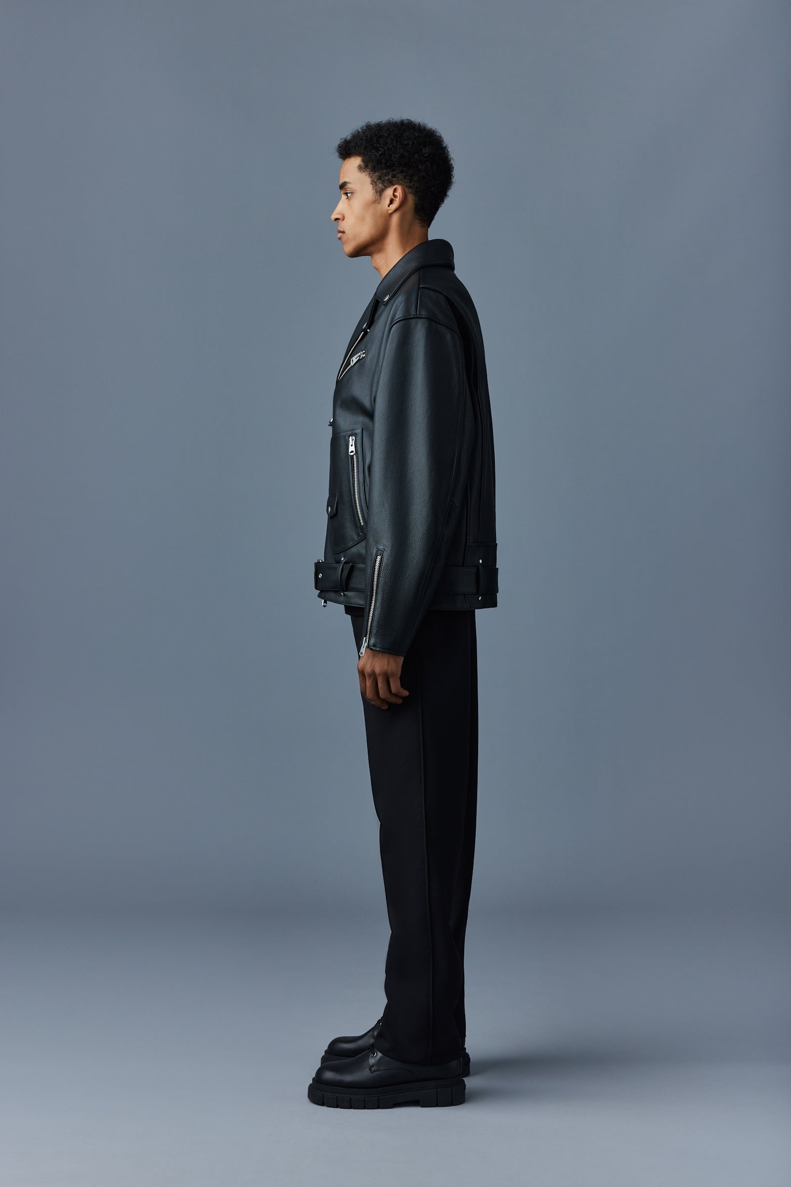 CLEMENT Oversized R Leather biker jacket - 3