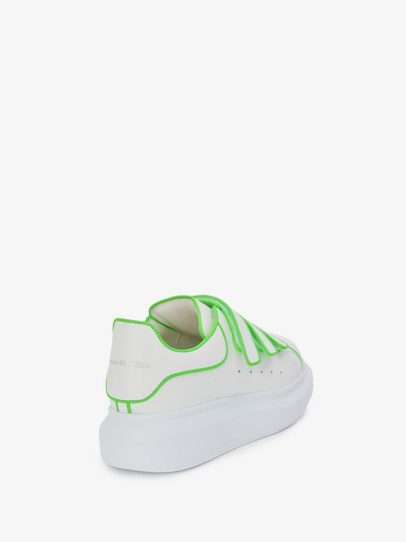 Alexander McQueen Women's Oversized Triple Strap Sneaker in White/acid Green outlook
