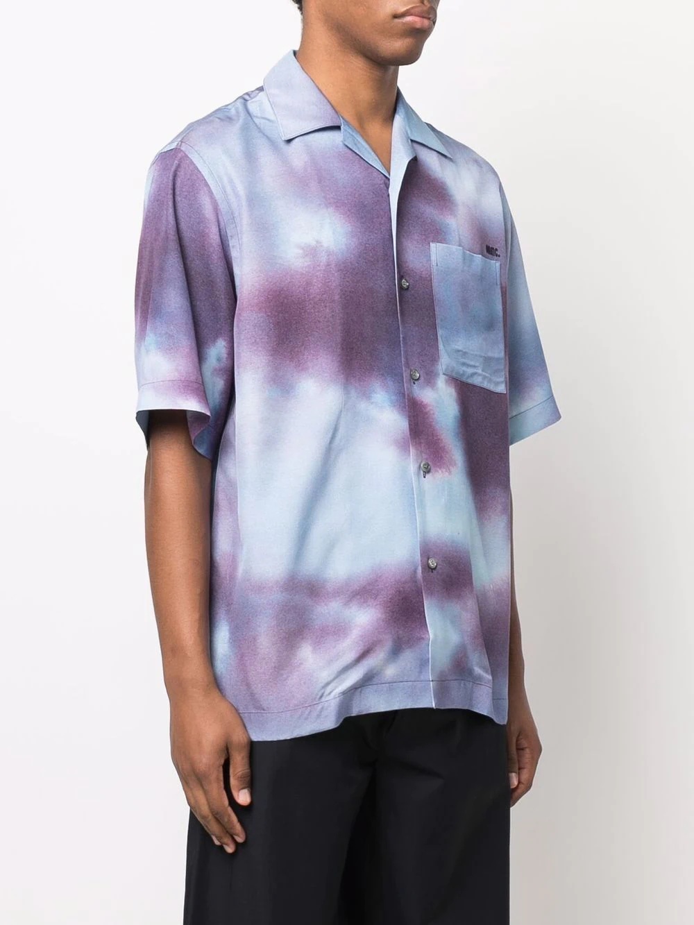 tie-dye print bowling shirt - 3