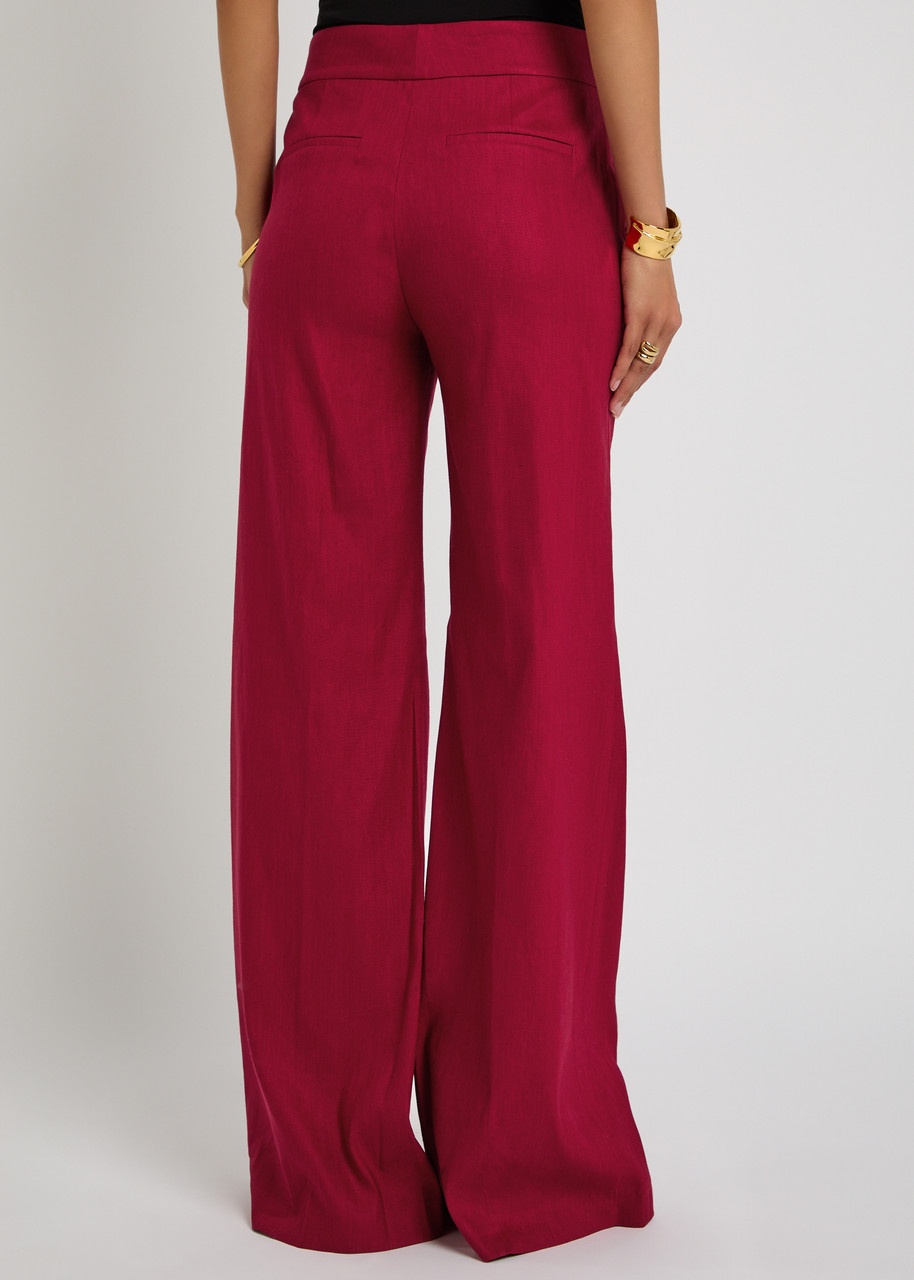 Alice + Olivia Dylan Linen-blend Wide-leg Trousers - 3