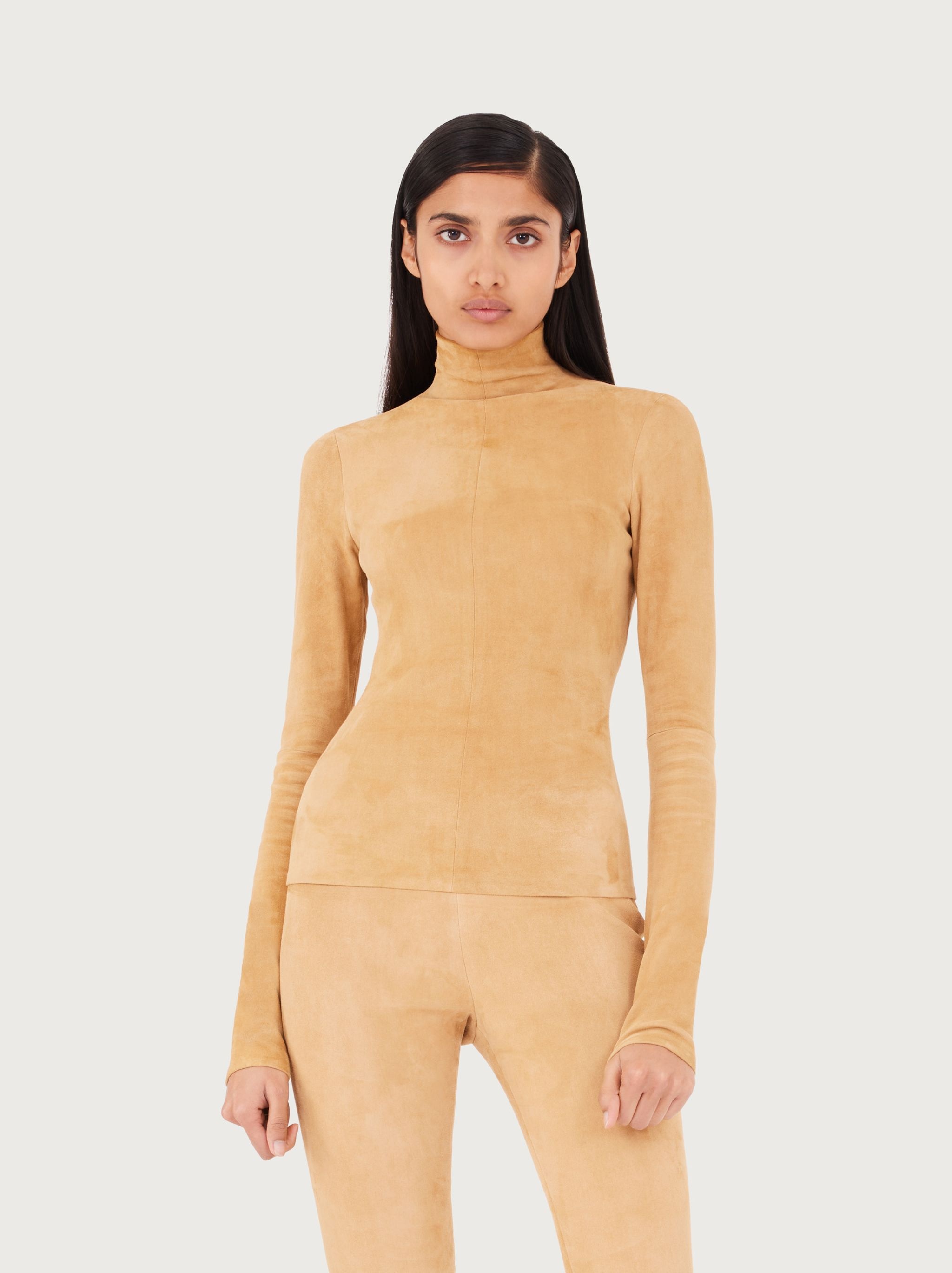 Suede stretch turtle neck - 2
