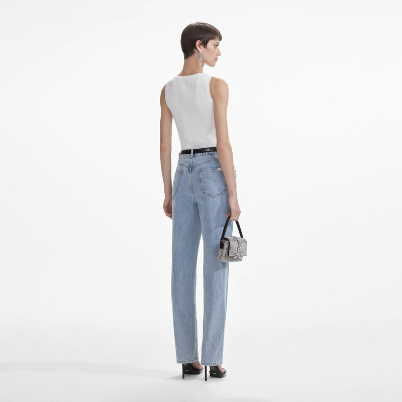 self-portrait Crystal Embellished Denim Jeans outlook