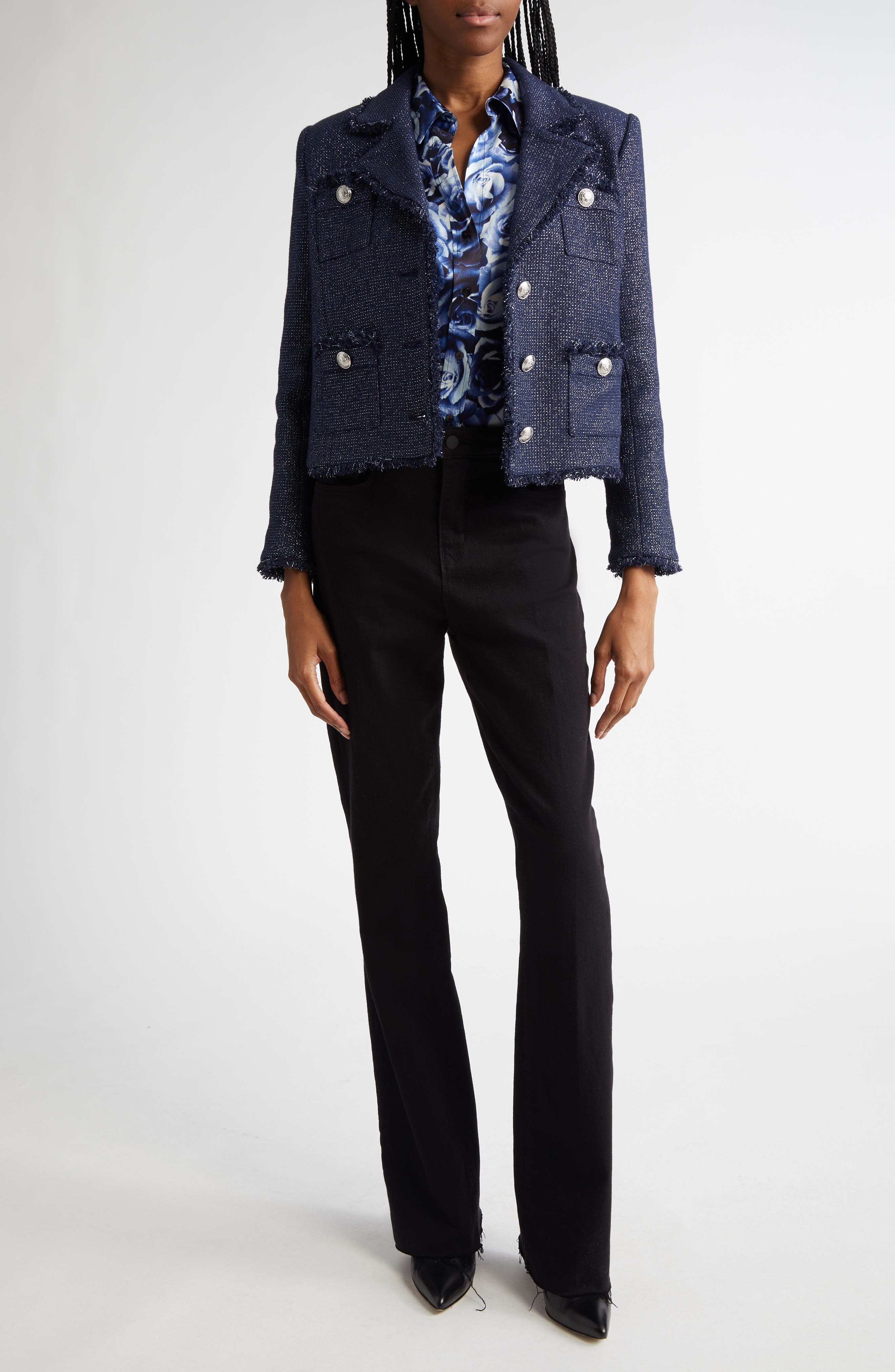 L'AGENCE Ruth High Rise Straight Leg Jeans in Black at Nordstrom - 2