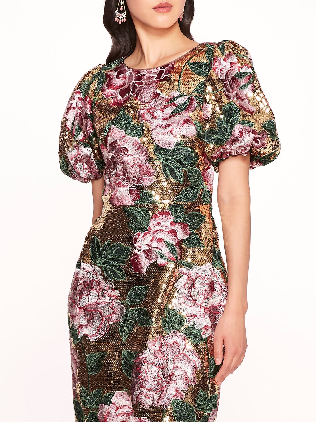 BUBBLE SLEEVE SEQUIN MIDI DRESS - 4