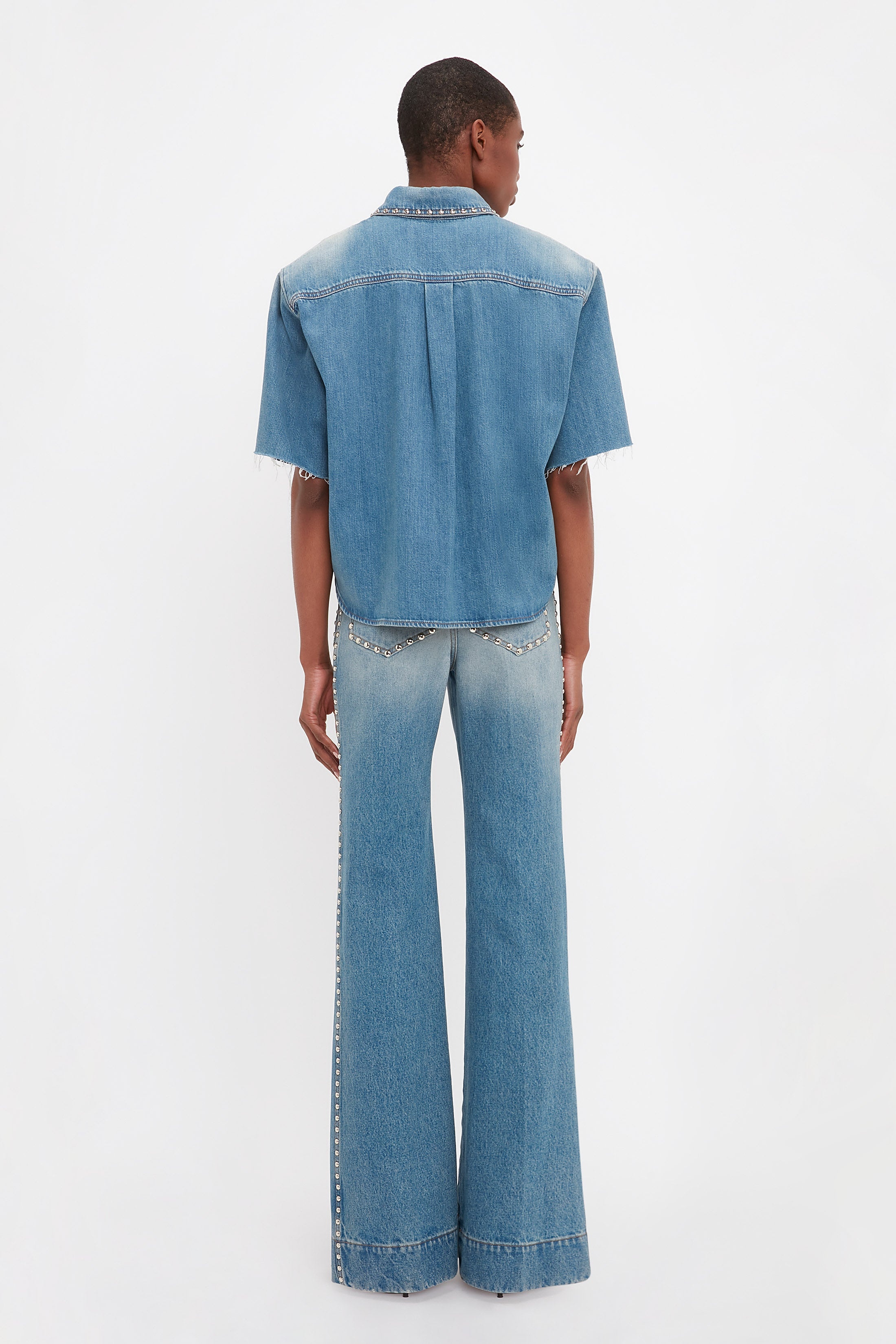 Stud Pocket Detail Shirt In Vintage Wash - 9