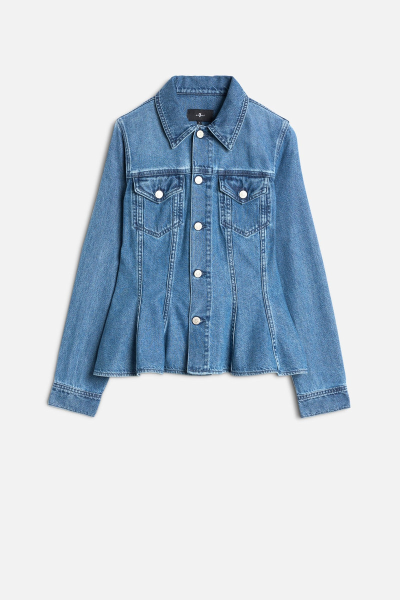 Weightless Denim Flounce Trucker Jacket in Hilo 1