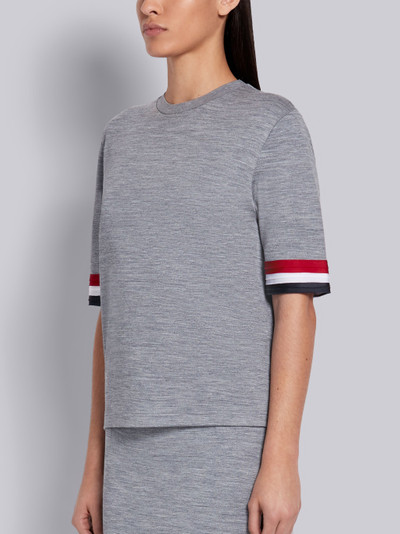 Thom Browne Light Grey Double Face Silk Cotton Tiered Tricolor Satin Organza Trim Short Sleeve Tee outlook