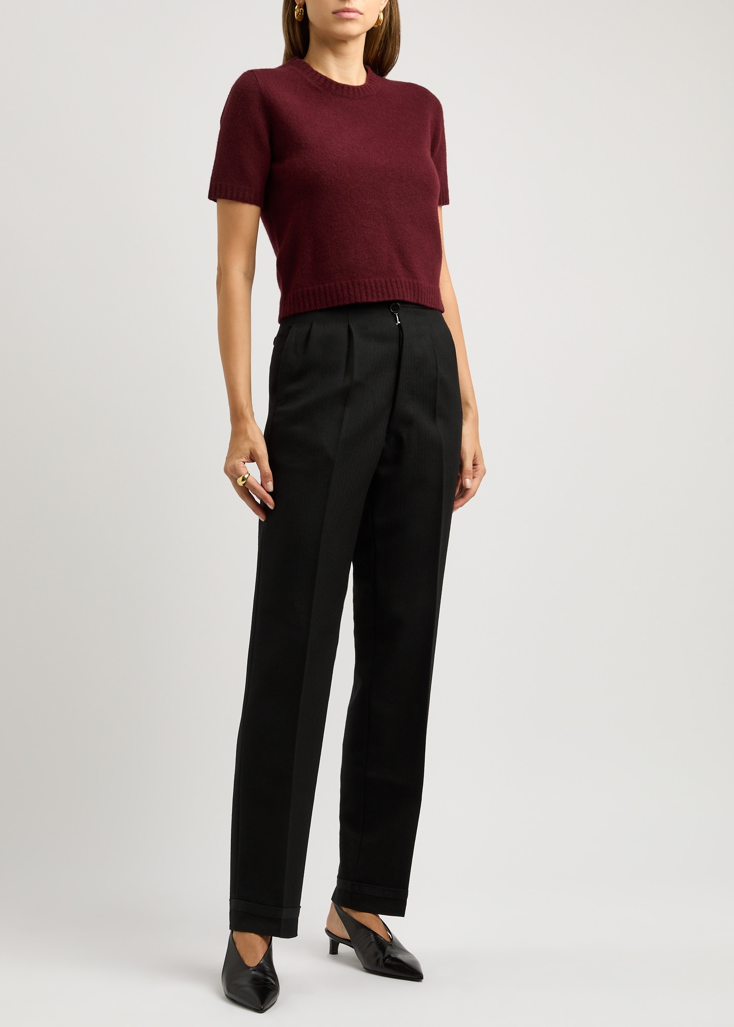 Herringbone wool trousers - 4