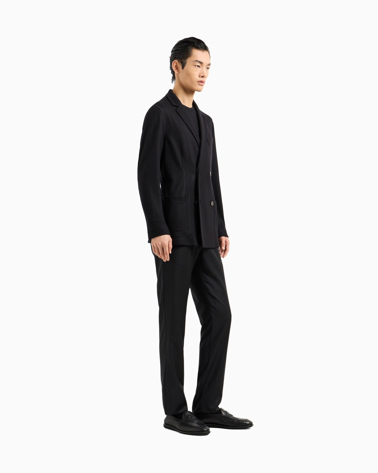 Icon double-breasted jacket in fulled cashmere interlock - 2
