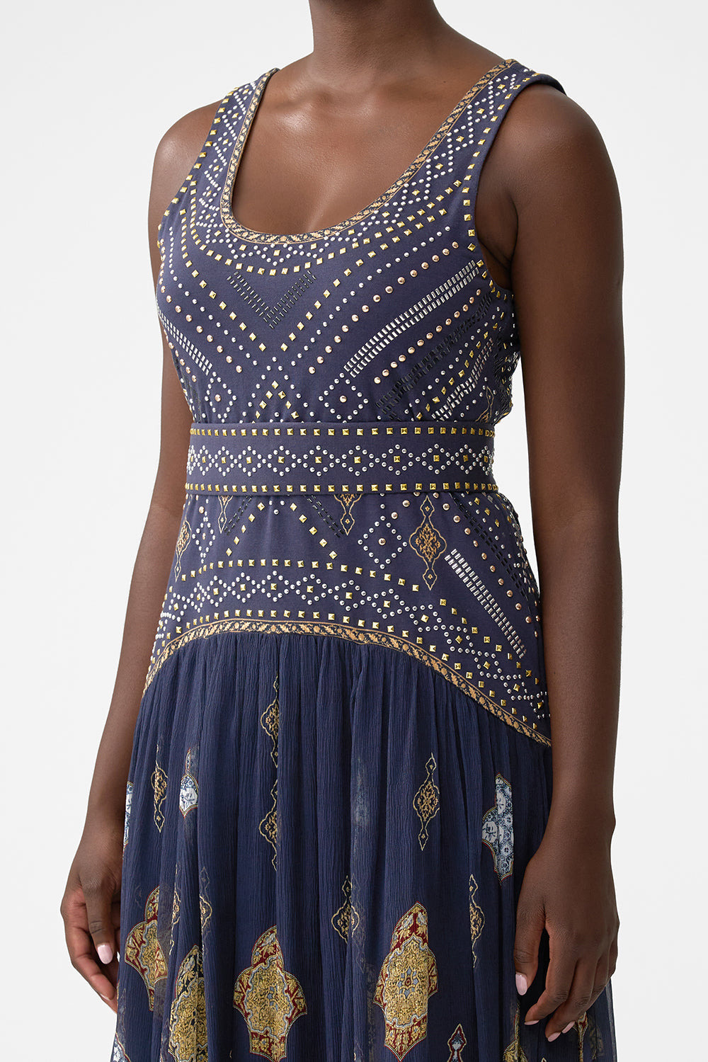 JERSEY TANK DRESS WITH CONTRAST SKIRT - 5