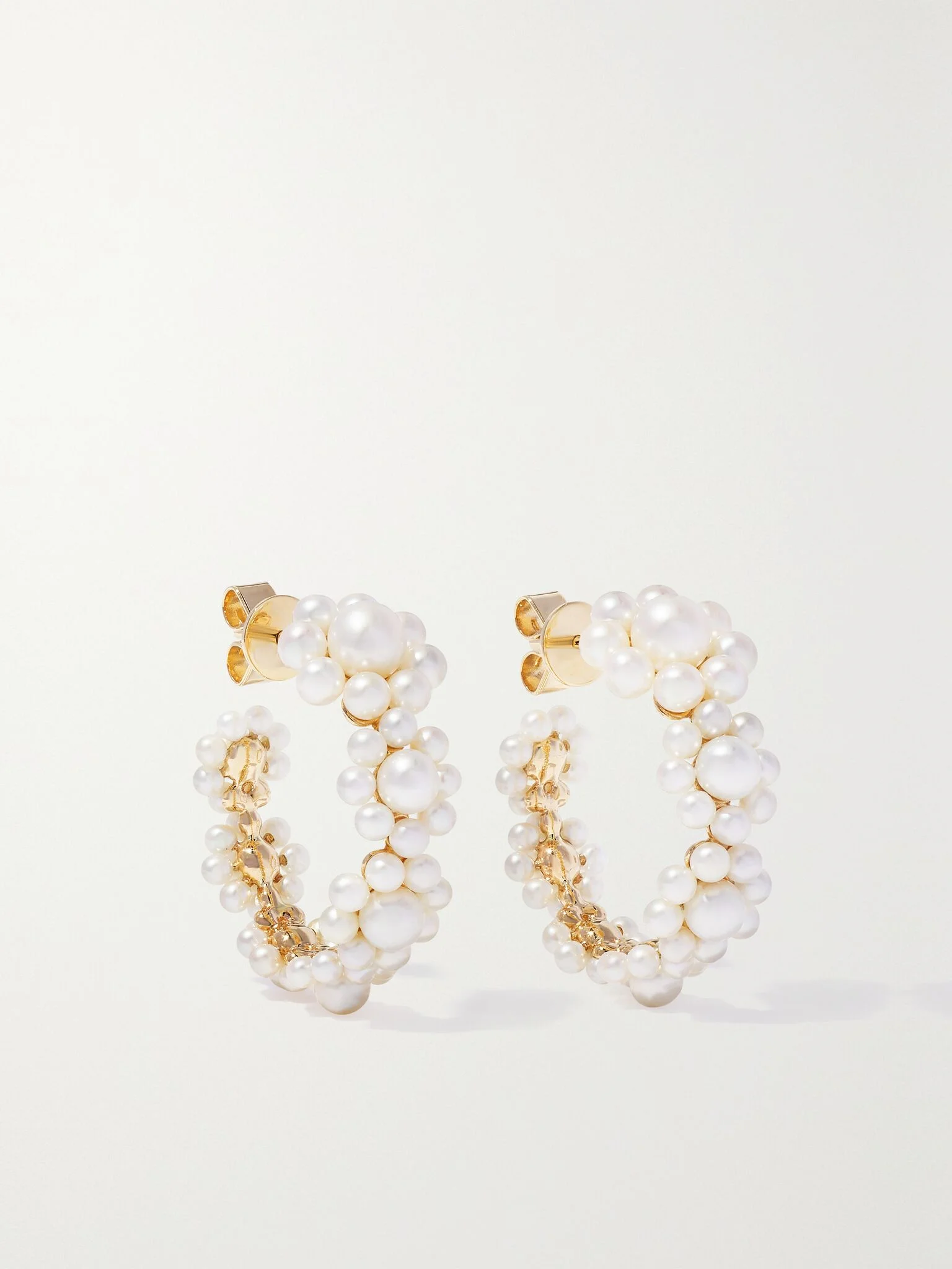 Jardin Boucle 14-karat gold pearl earrings White - 1