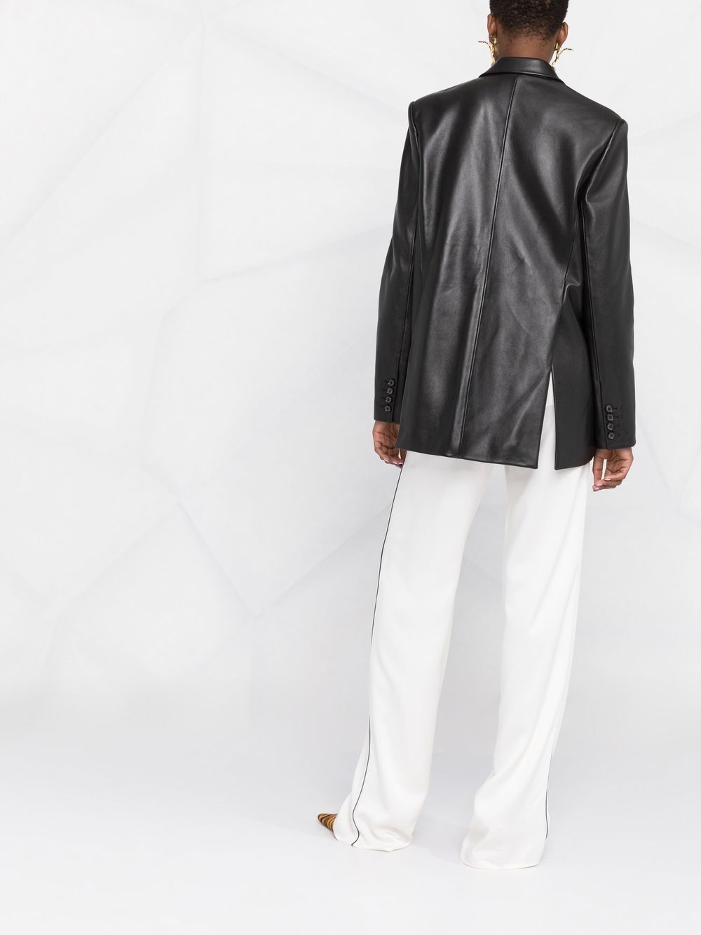 oversized leather blazer - 6