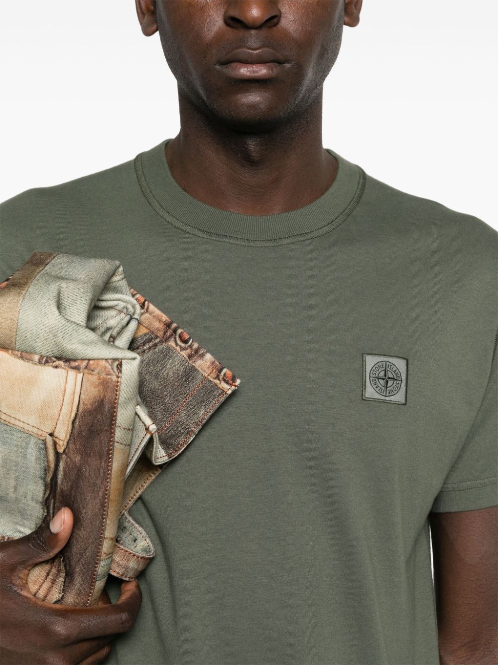 Compass-patch cotton T-shirt - 5