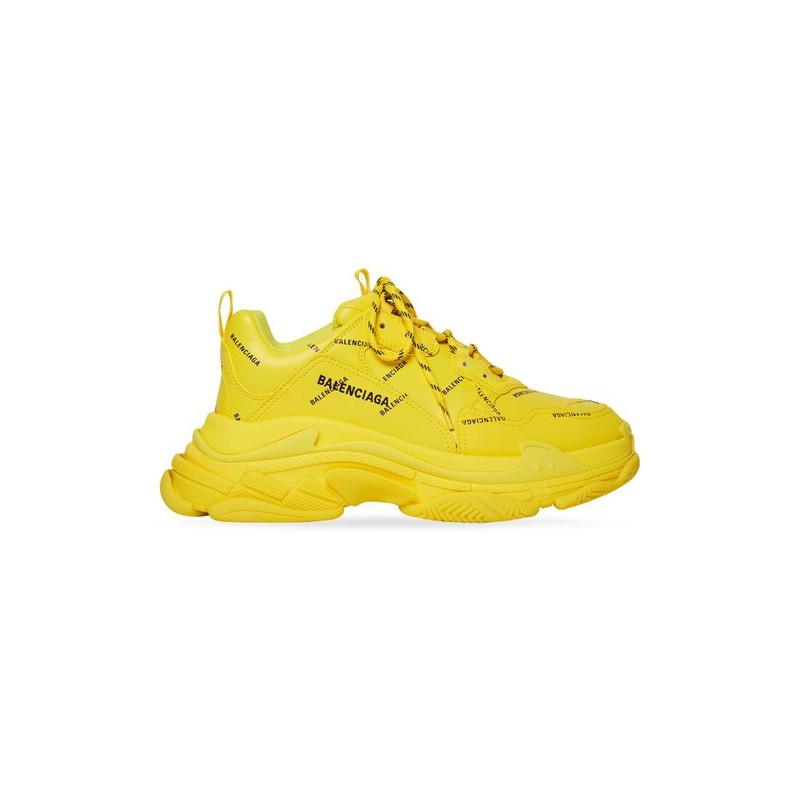 Men's Triple S Sneaker Allover Logo in Yellow - 1