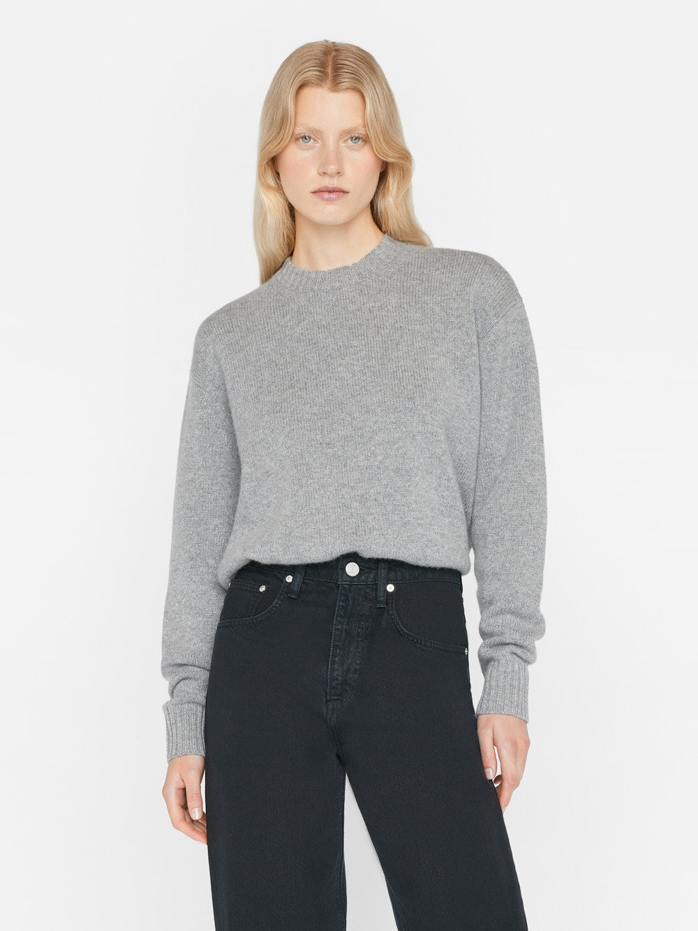 Boyfriend Cashmere Crew in Gris Heather - 7