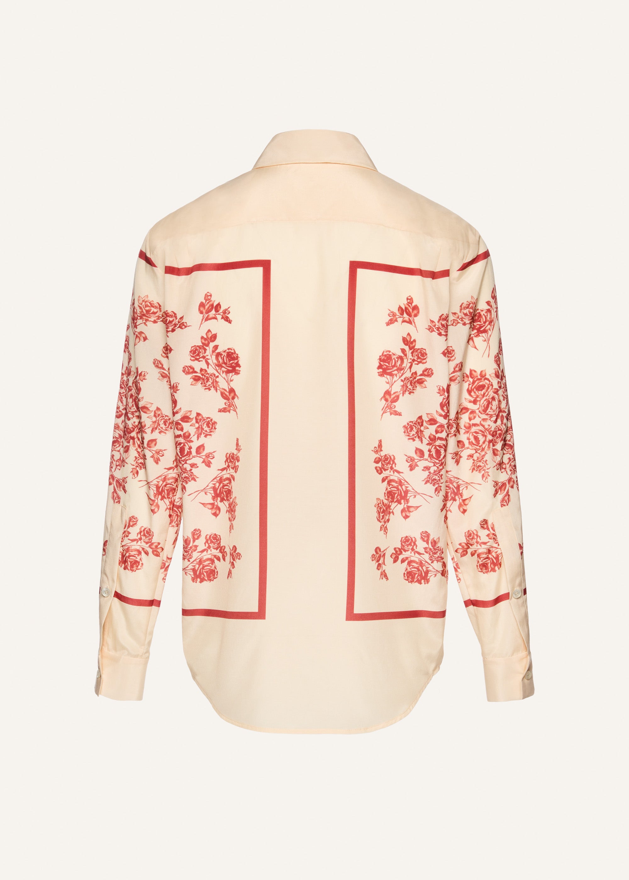 Silk scarf floral print shirt in beige print - 2