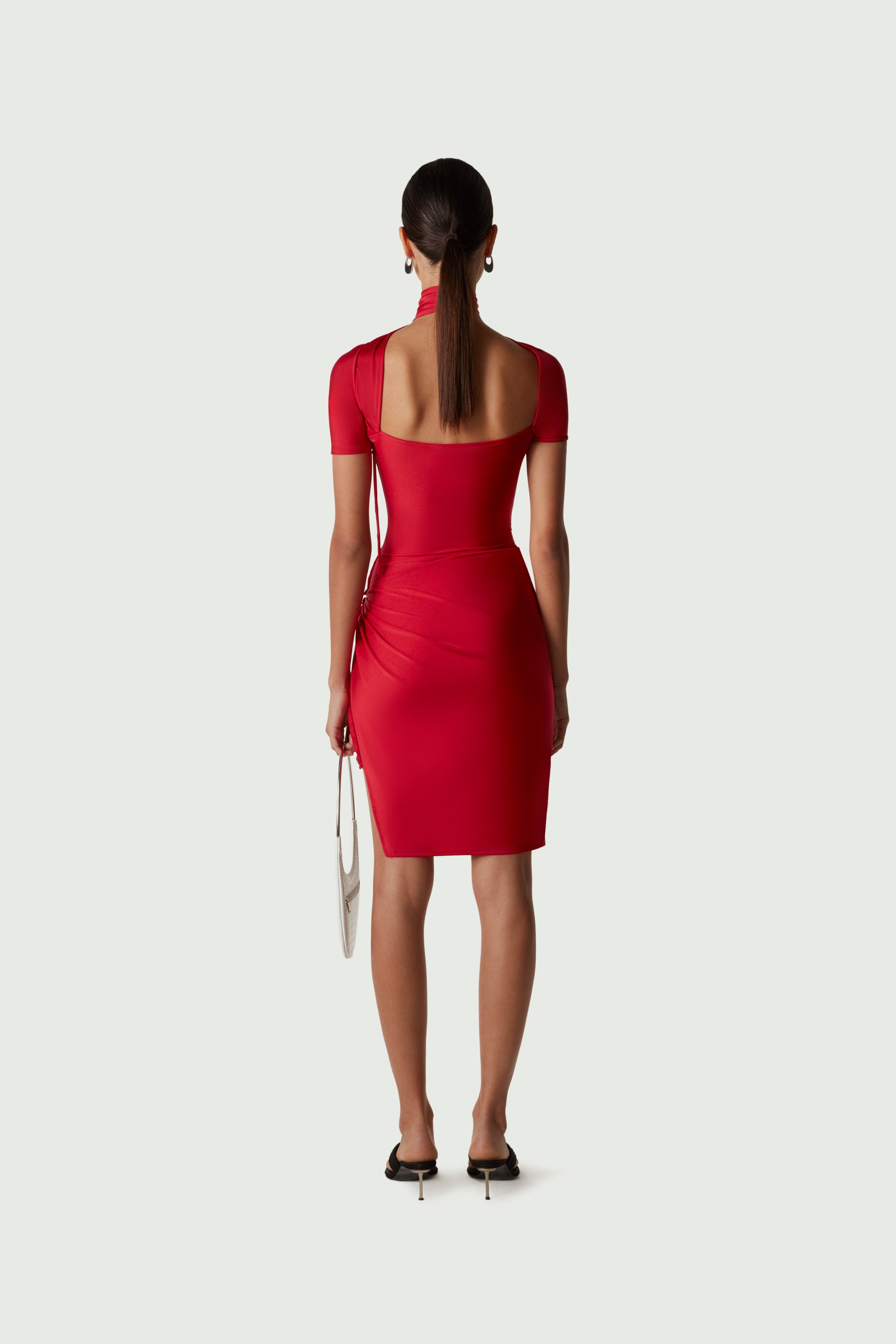Asymmetric Draped Jersey Dress - 4