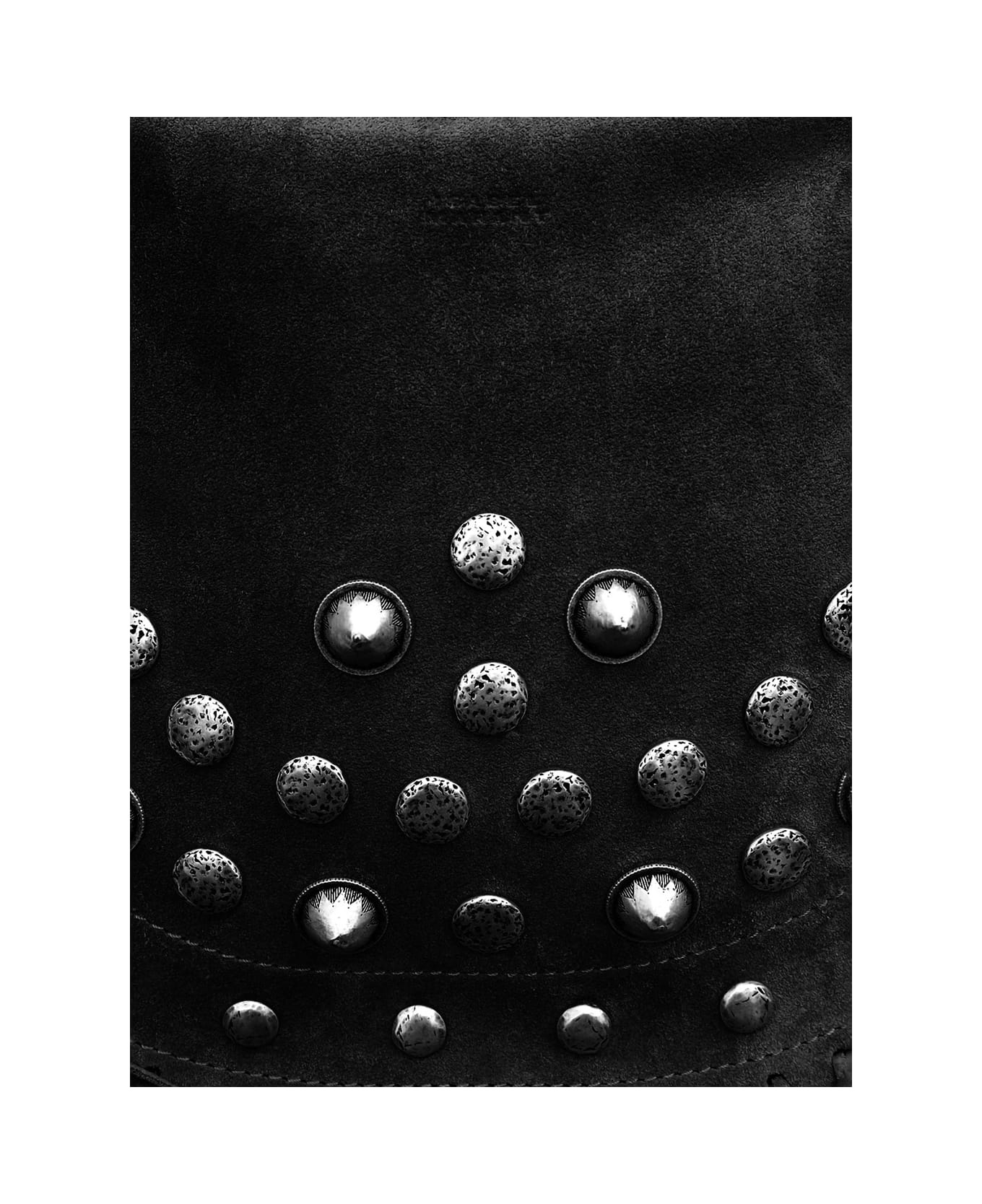 'oskan Soft' Black Bag With Stud Decorations And Fringed Edge In Suede Woman - 3