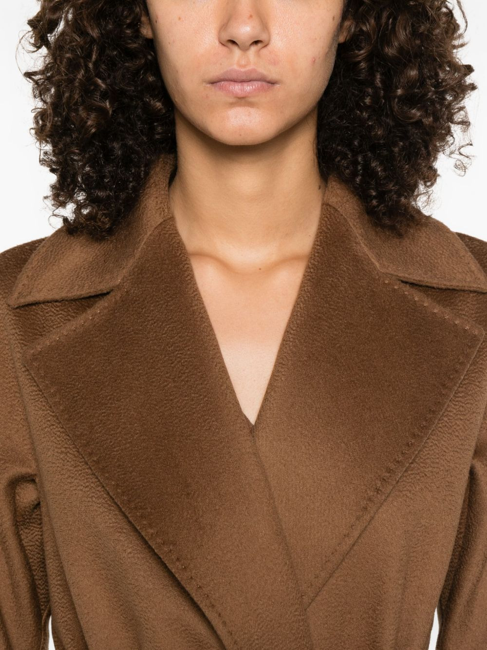 belted wool single-breasted coat - 5