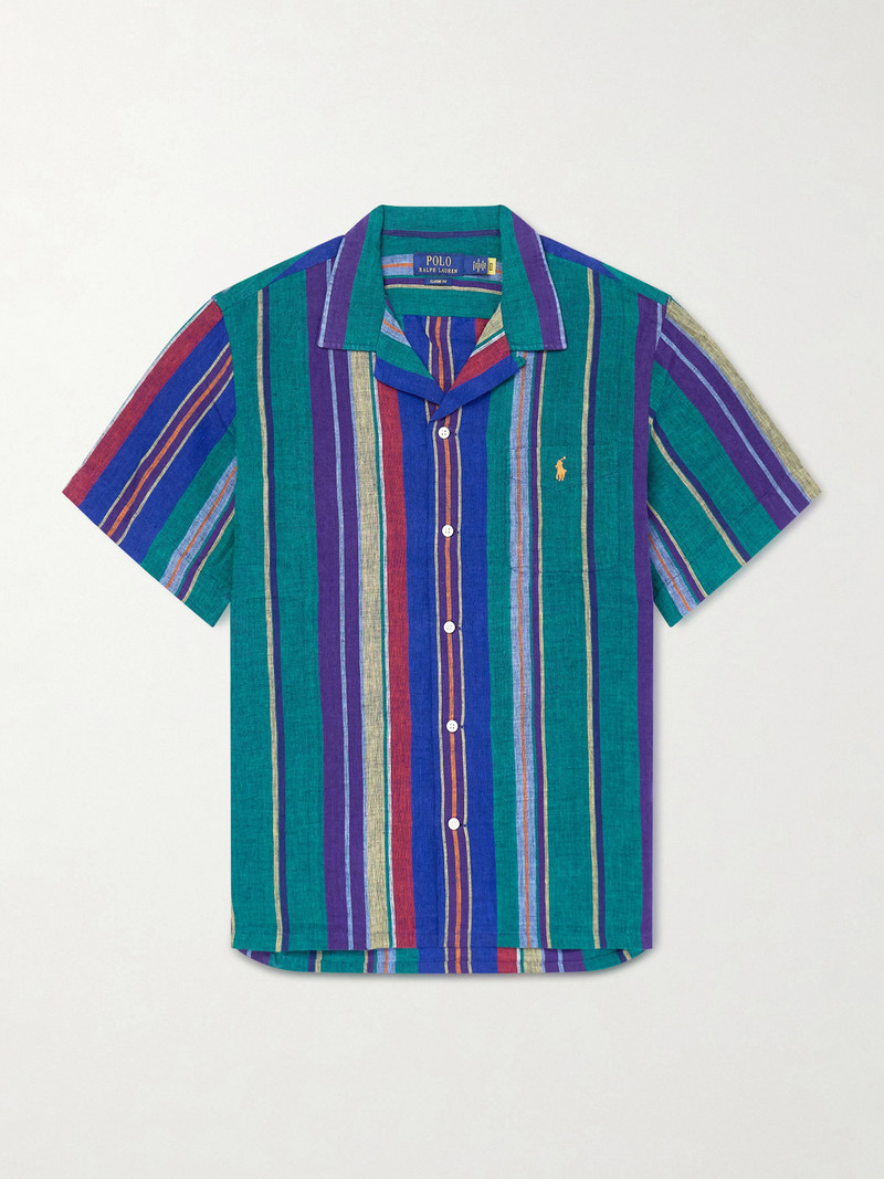 Camp-Collar Striped Linen Shirt 1