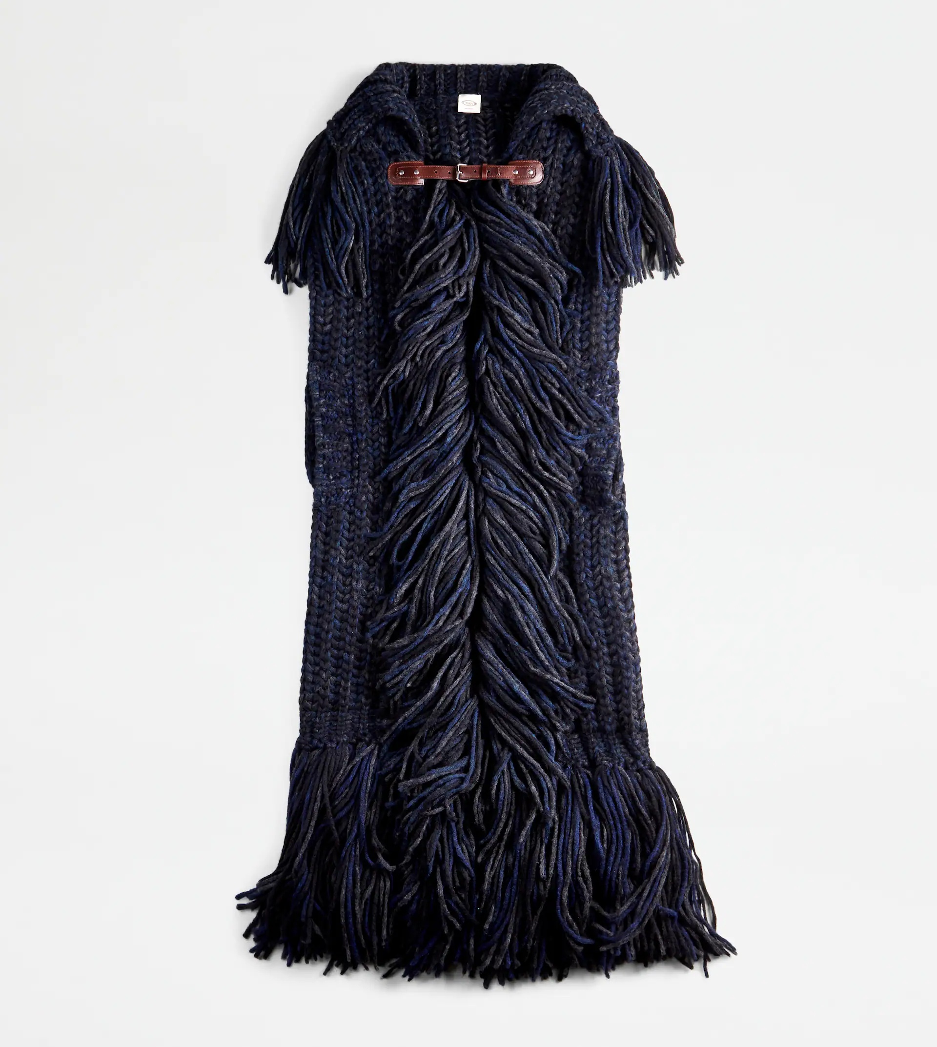 CAPE MOULINÉ WITH FRINGES - BLUE - 1