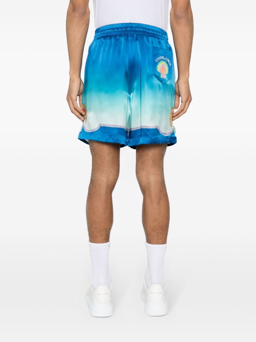 ombré mosaic silk shorts - 4