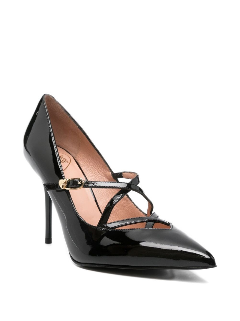 Moschino 100mm leather cross-strap pumps outlook
