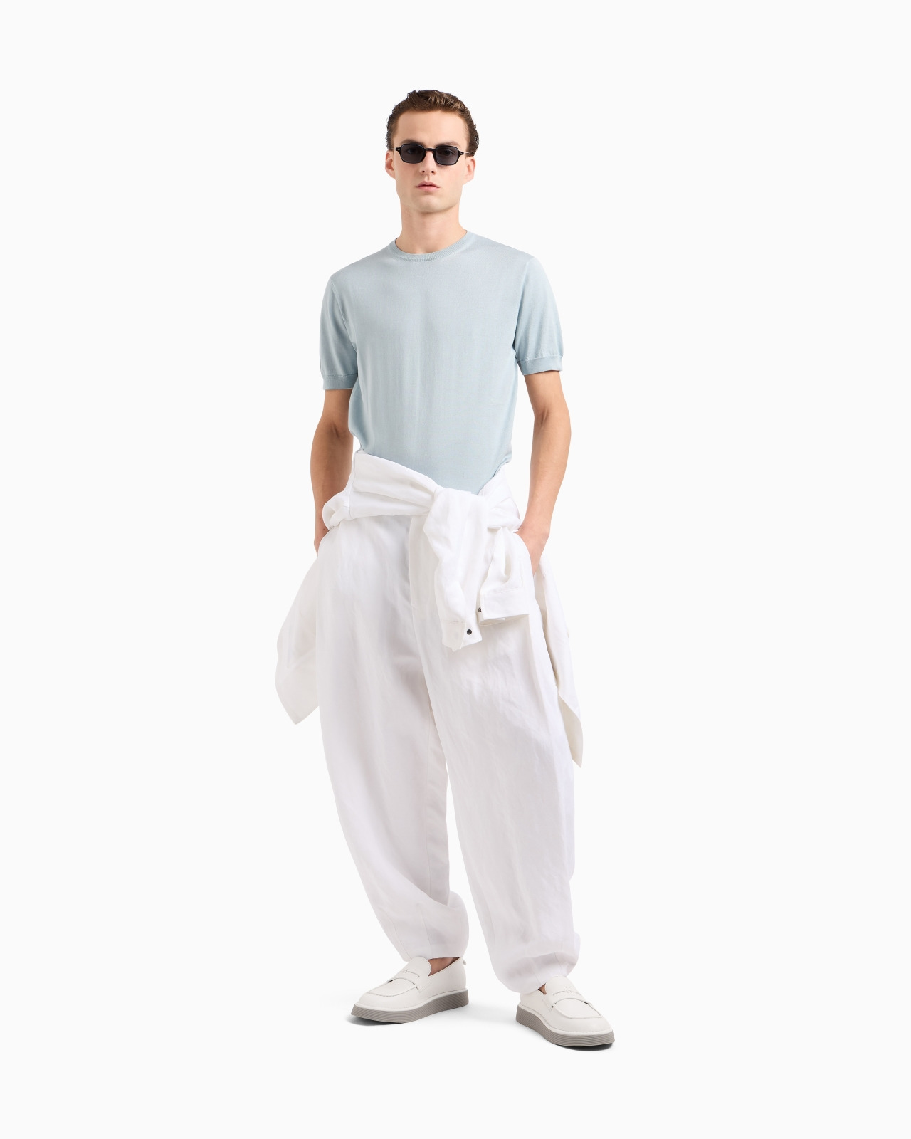 SHORT-SLEEVED, CREW-NECK JUMPER IN SILK AND COTTON - 2