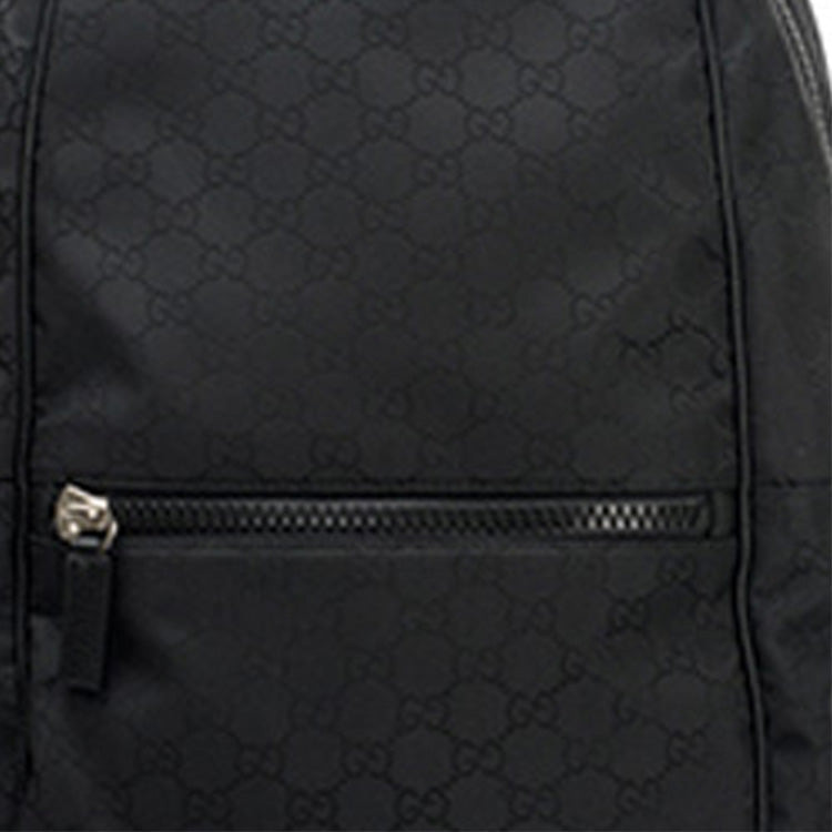 Men's GUCCI Logo Leather Logo Nylon Large Capacity schoolbag Backpack Black 449181-G1XYN-8615 - 6