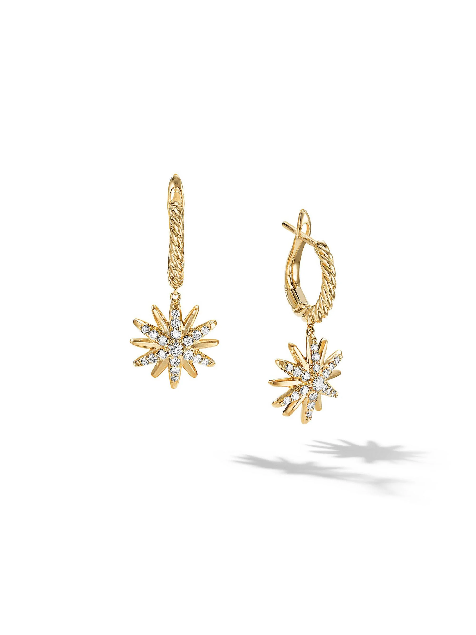 Women's Starburst Drop Earrings in 18K Yellow Gold with Diamonds - Diamond - 1